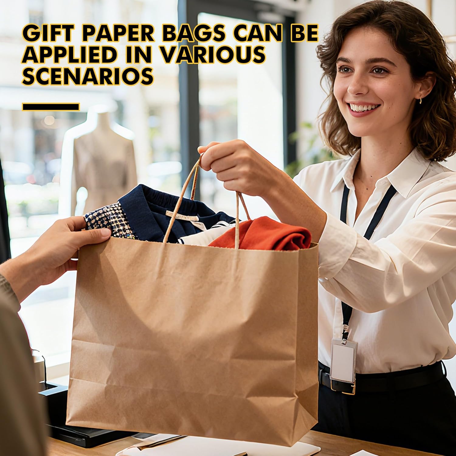 RACETOP Large Brown Paper Bags with Handles Bulk 100Pcs 16x6x12 Inch Gift Bags Bulk, Brown Kraft Paper Bags for Retail, Party, Shopping, Christmas, Favor - Image 8