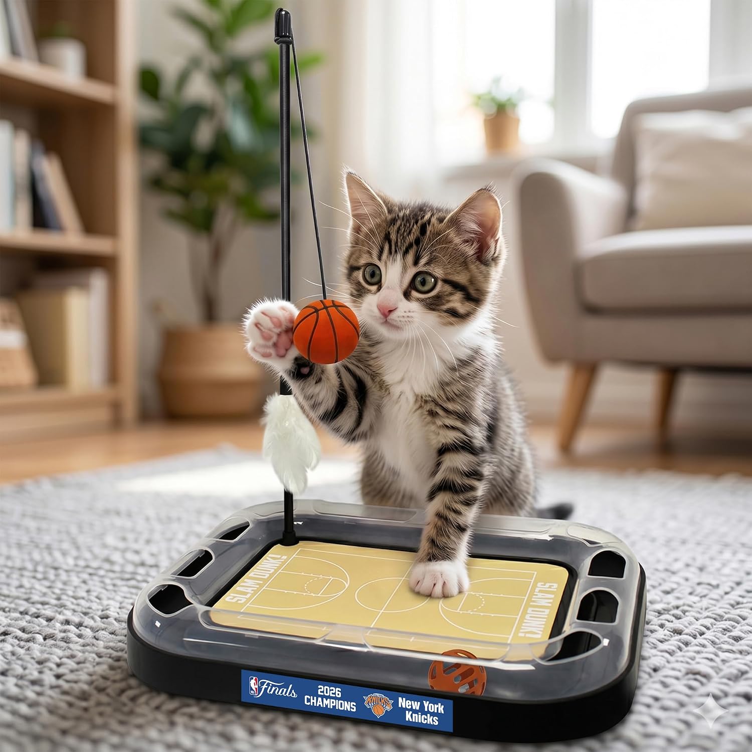 NBA NEW YORK Knicks Winner of Finals Basketball Cat Scratcher Toy, NBA Champion 2026 of the Knicks and Spurs, Scratch Toy for Cats