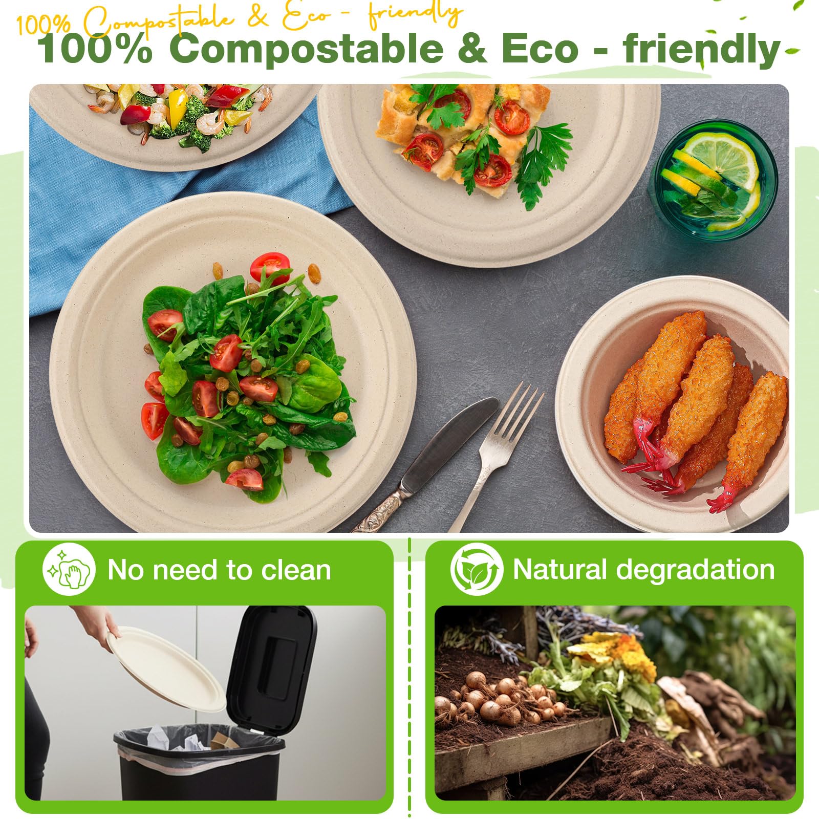 Havawish Compostable Plates & Bowls - 150 Piece Set -5