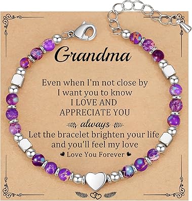 Christmas Gifts for Women, Stocking Stuffers for Teens Beaded Bracelets for Women Gifts for Mom Christmas Gift Mothers Day Gift for Grandma Daughter Bonus Mom Nature Stone Bead Bracelet Graduation Jewelry for Her 2026