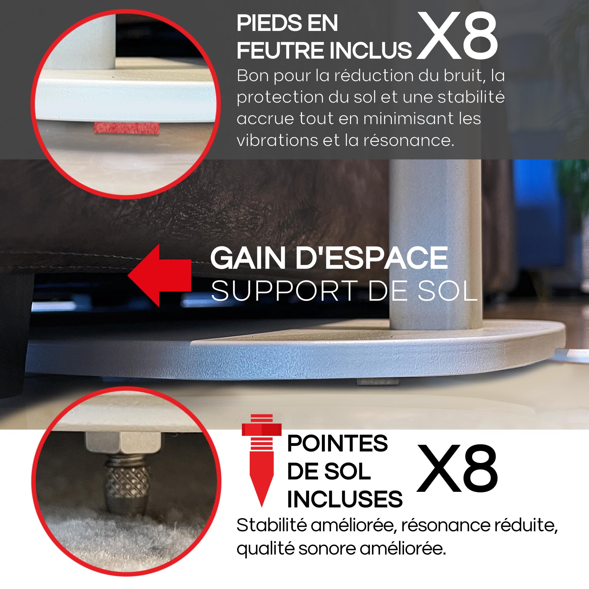 Sound Bass Era 100 Pied de Sol, Double (2 Pièces), Compatible avec Sonos ERA100 & Era 100 SL, Sonos One & Play:1 Enceintes, Accessoires Inclus. Conçu au Royaume-Uni, Double, Paire (Blanc)