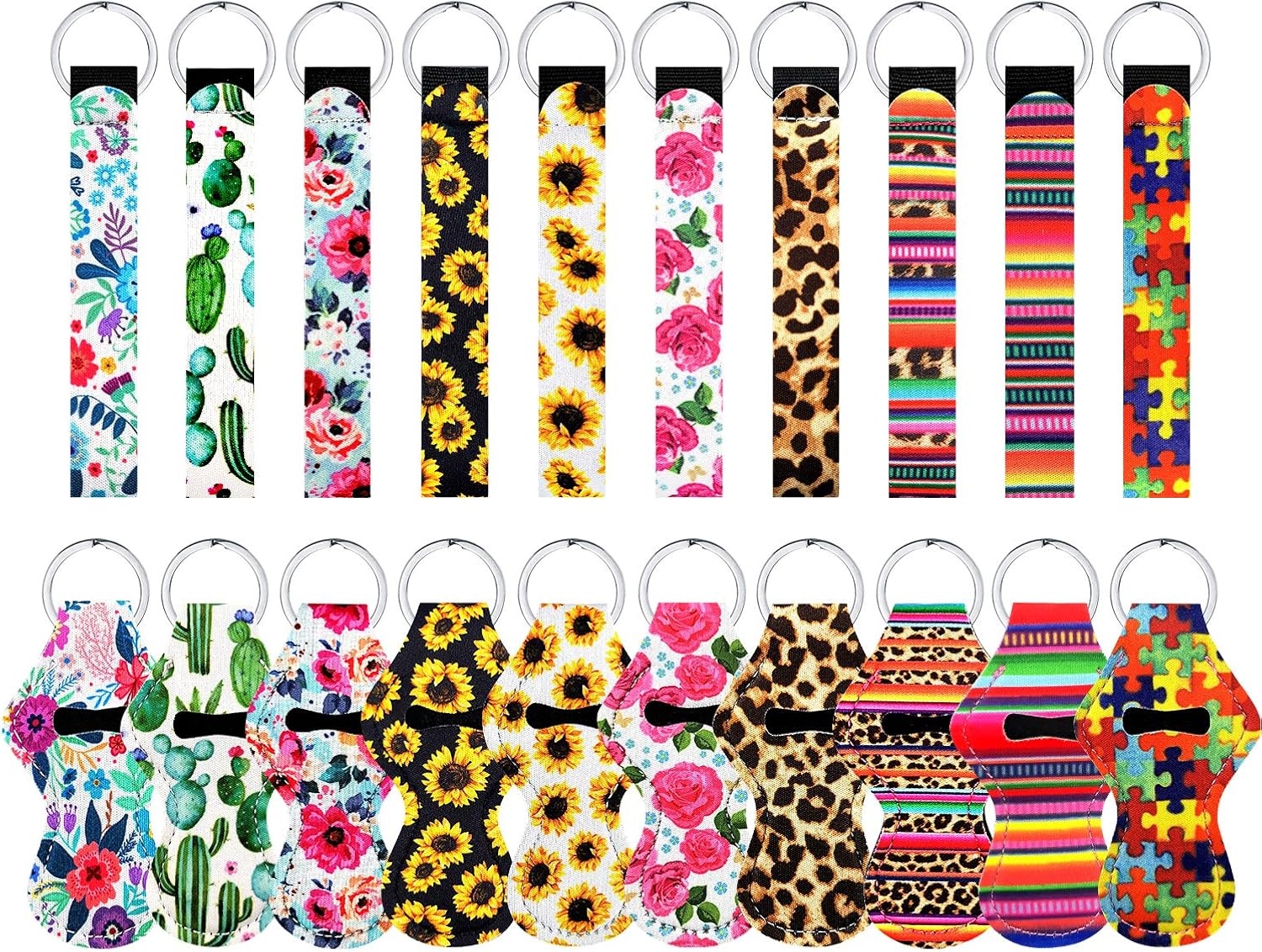 KPX Chapstick Holder Keychains Lipstick Holder Keychains Neoprene Wristlet Keychain Lanyards