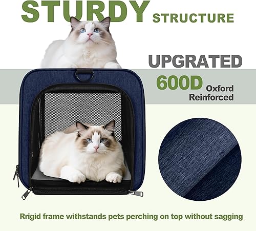 Miniatura 40 de Transportador para gatos de 18 x 11 x 11 pulgadas, bolsa de viaje para mascotas de lados suaves de más de 15 libras, jaula portátil para perros
