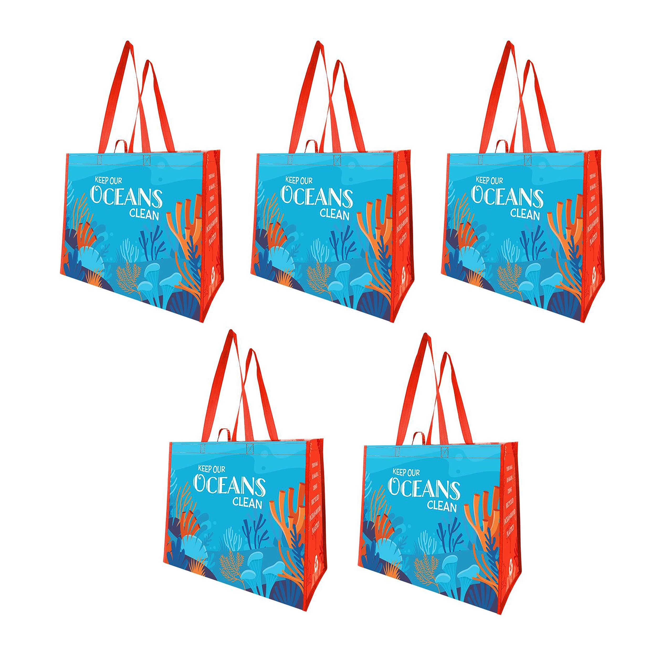 Earthwise Reusable Grocery Bag Set Made From 90 Recycled Ocean