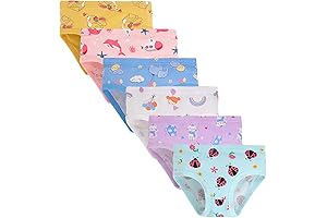 Girl's Soft Breathable Cotton Underwear Briefs, 6 Pack