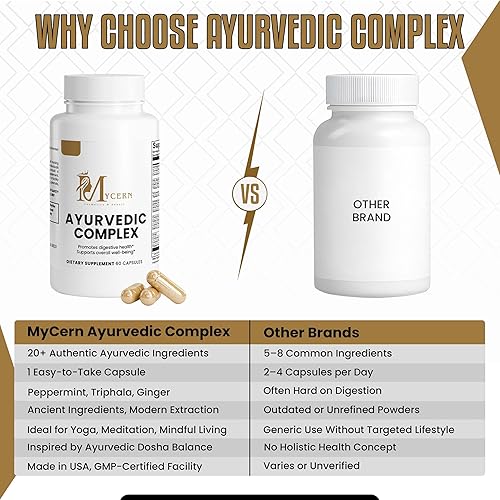 Miniatura 6 de Complejo ayurvédico con Ashwagandha, cúrcuma, albahaca santa, shilajit y azafrán Suplemento orgánico para el estado de ánimo, energía y apoyo