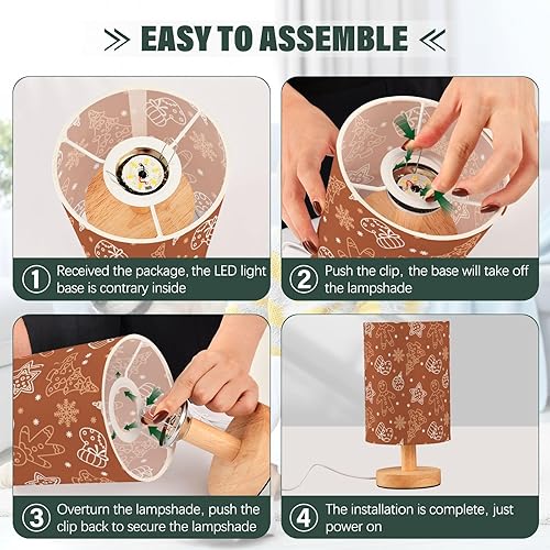 Miniatura 4 de Led Table Lamp Living Room Lamp Cute Christmas Gingerbread Cookies Brown Lamp for Study Nursery lámparas para mesa de