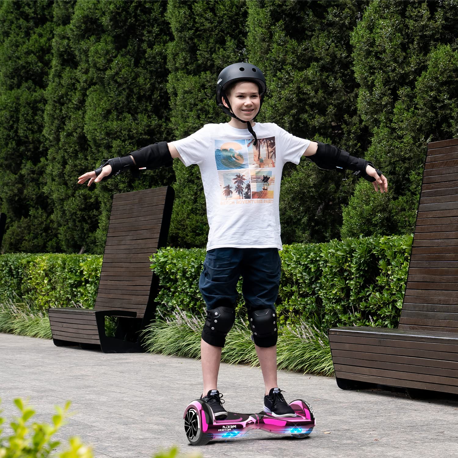 MEGA MOTION Hoverboards con Hoverkart per Bambini, Hoverboards a due Ruote da 6,5 Pollici con Altoparlante Bluetooth, con Luci a LED, Regalo per Bambini e Adolescenti