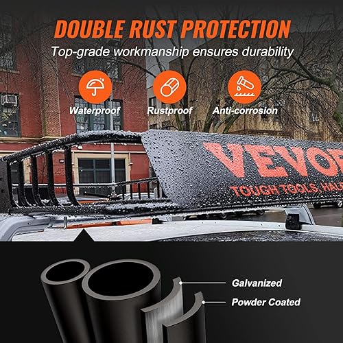 Miniatura 3 de VEVOR Cesta de carga para portaequipajes de techo de 64 x 39 x 6 pulgadas con extensión, cesta universal de acero resistente de 200 libras de