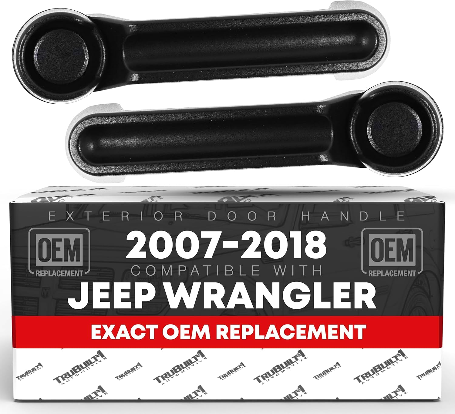 Exterior Front/Rear Driver & Passenger Door Handle Set - Compatible with 2007-2018 Jeep Wrangler, Liberty; 2007-2011 Dodge Nitro - Textured Black - OEM 4589164AD