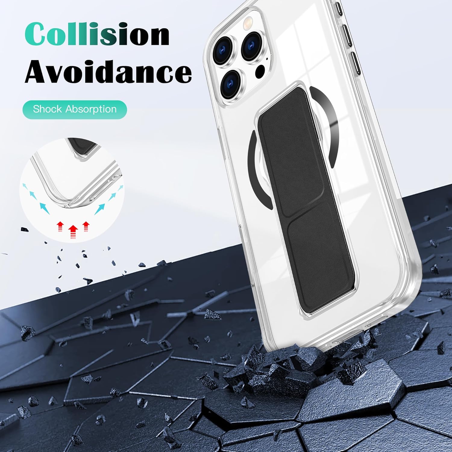 Designed for iPhone 16 Pro Max Case with Stand Hand Strap [Compatible with MagSafe][Vertical and Horizontal Stand] Shockproof Slim Case for iPhone 16 Pro Max 6.9", Clear - Image 5