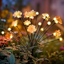 Solar Lights Outdoor Garden Waterproof, Upgraded 20LEDs Outdoor Solar Swaying Flowers Lights, Firefly Garden Light for Pathway, Yard, Patio Decoration 2 Pack,Warm White