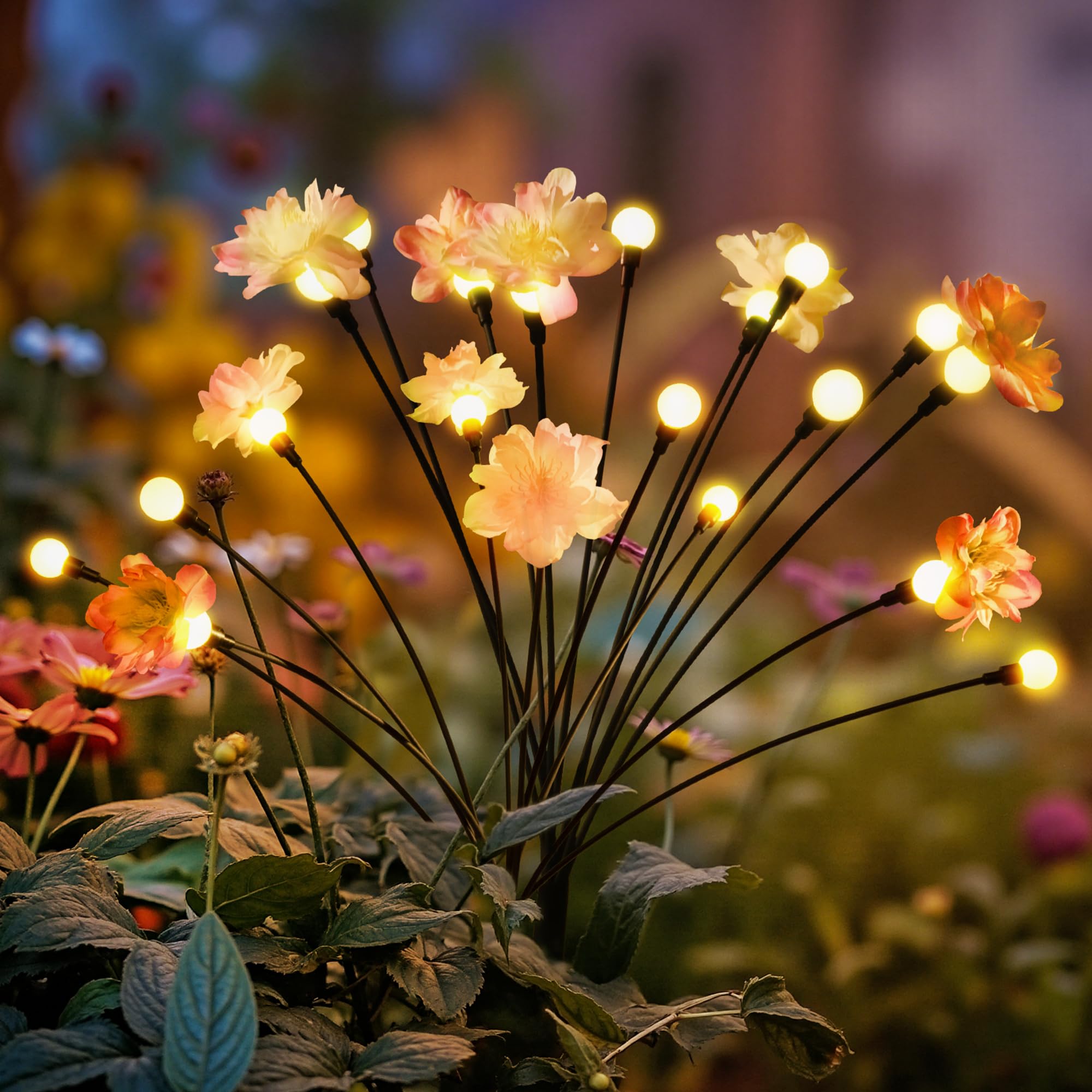 PATIOPIA Solar Lights Outdoor Garden, 2 Pack Solar Flowers Firefly Lights