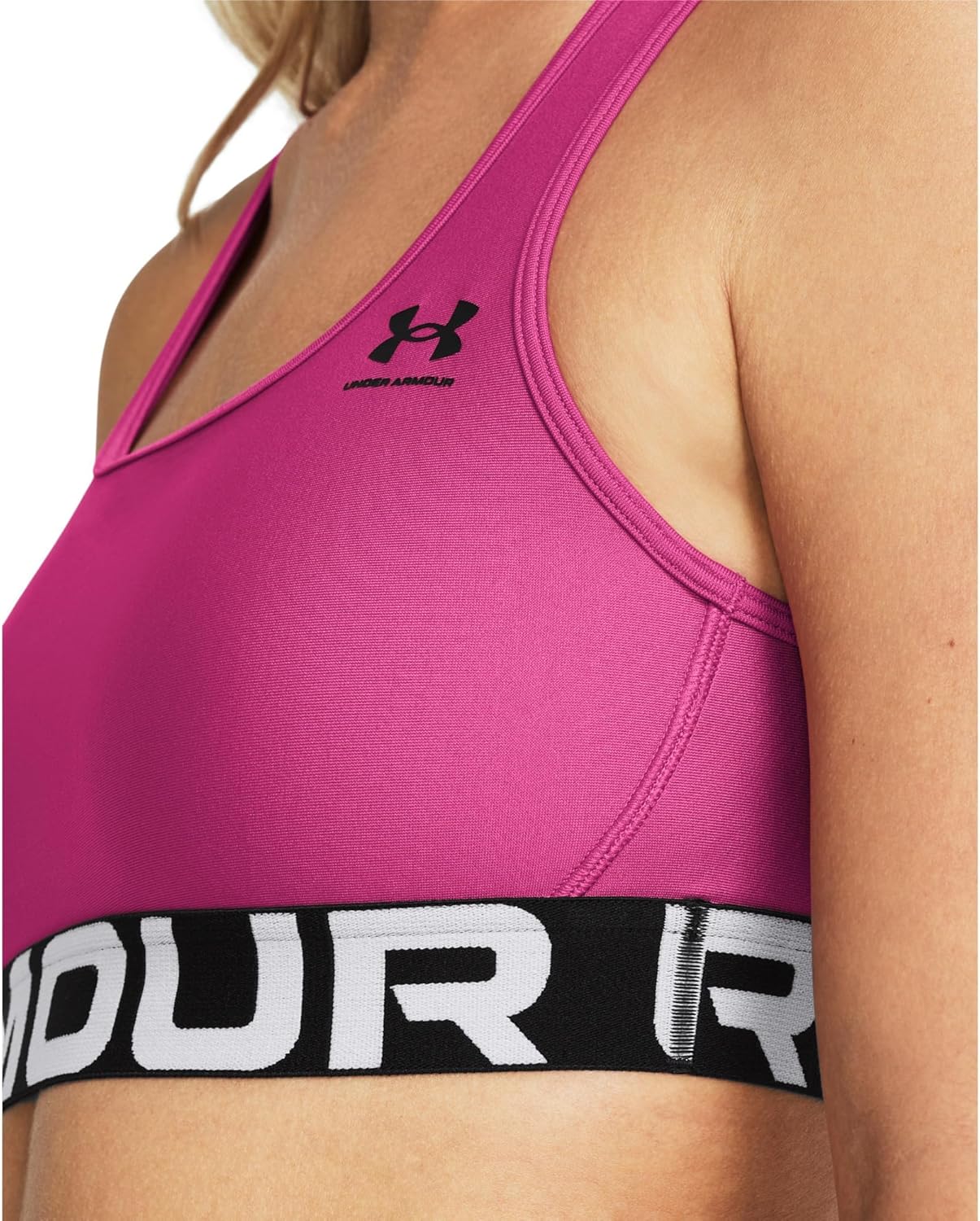 Under Armour Womens HeatGear Authentics Mid Impact Branded Sports Bra - Image 3