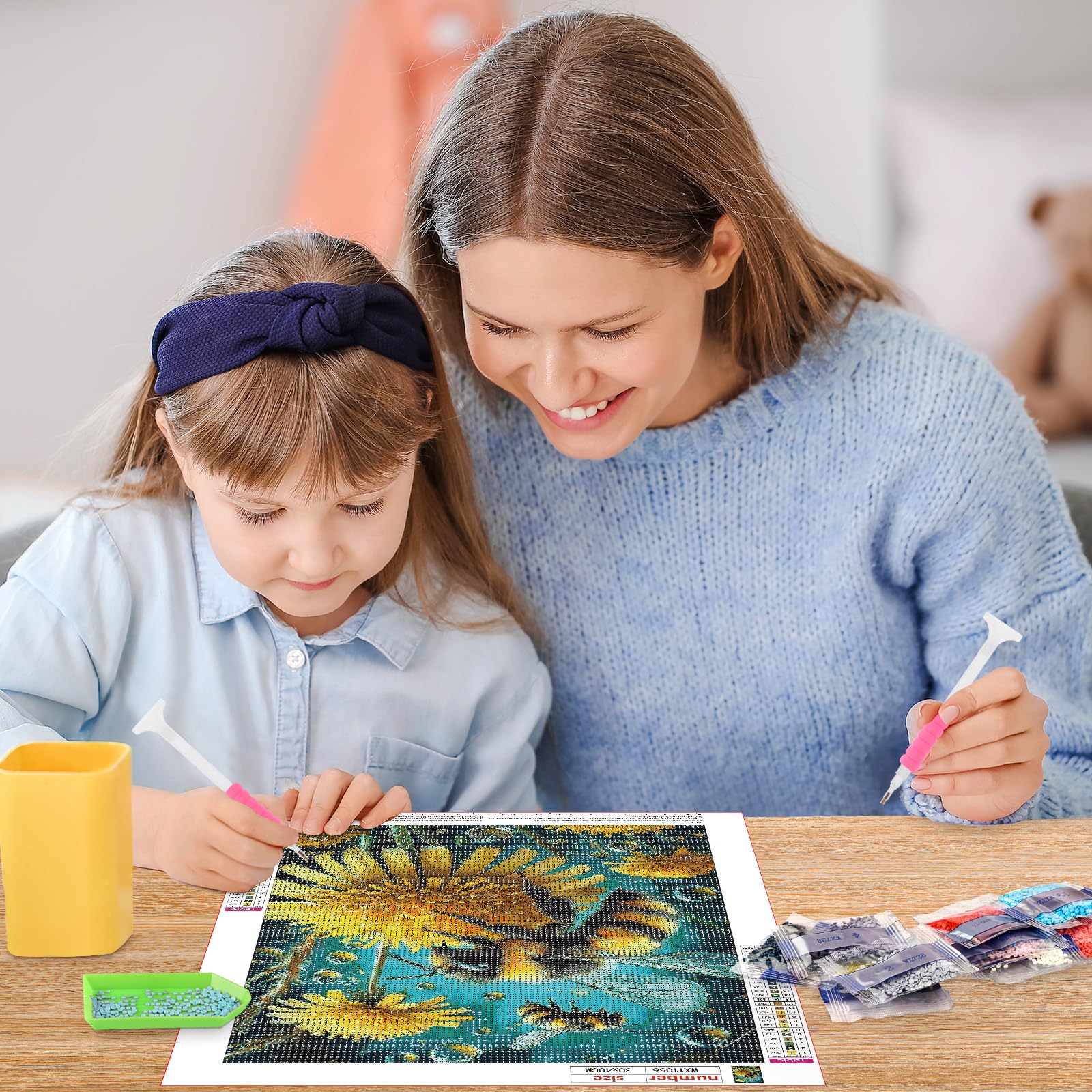 MOGTAA Bee Diamond Art Painting Kits for Adults Flowers DIY 5D Diamond Painting Kits for Beginners Full Drill Diamond Dots Crystal Craft Kits for Home Decor Gifts 30x40 cm - Image 4