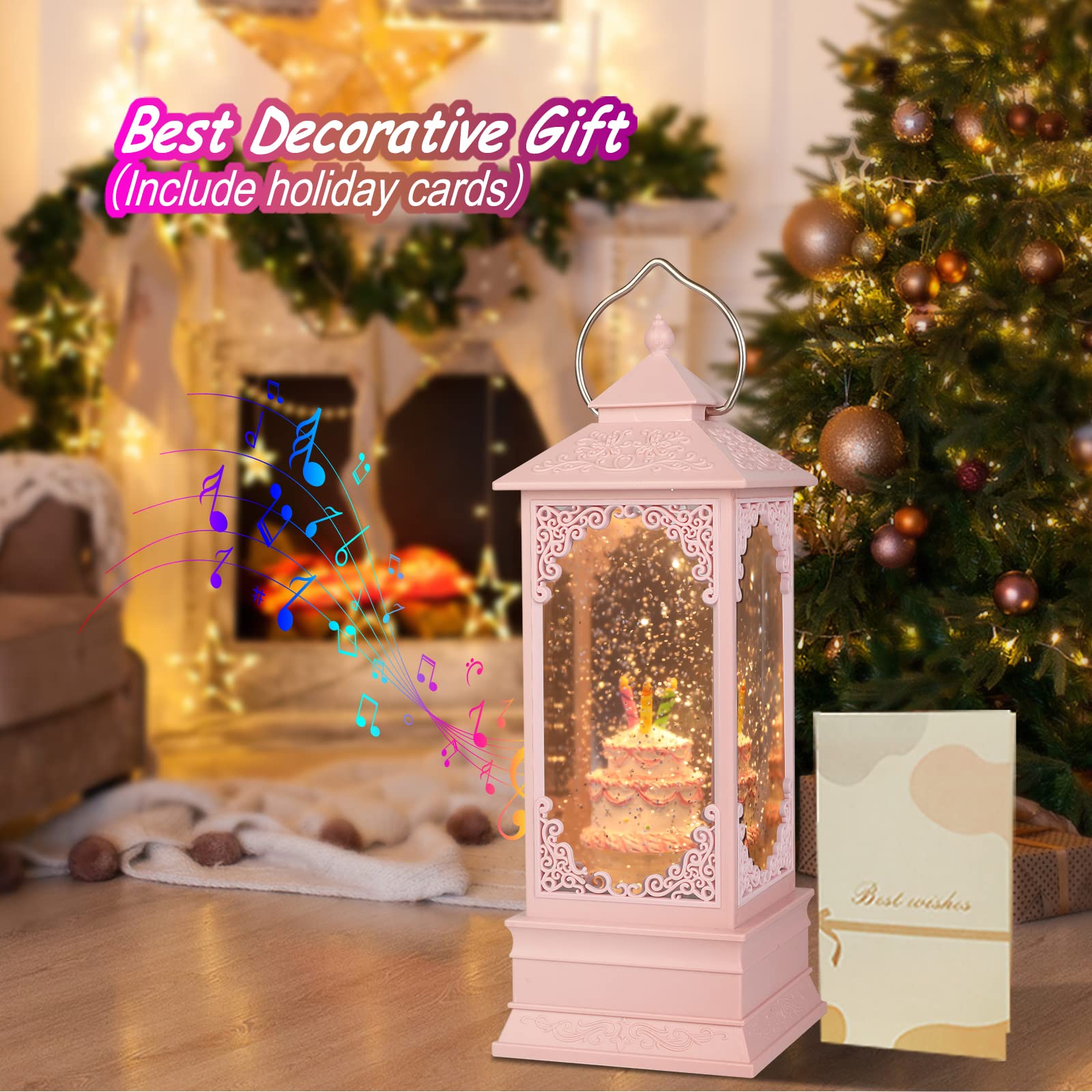 VITAKEO 360 Birthday Cake Music Lamp - Rotating LED Light Present (11.4