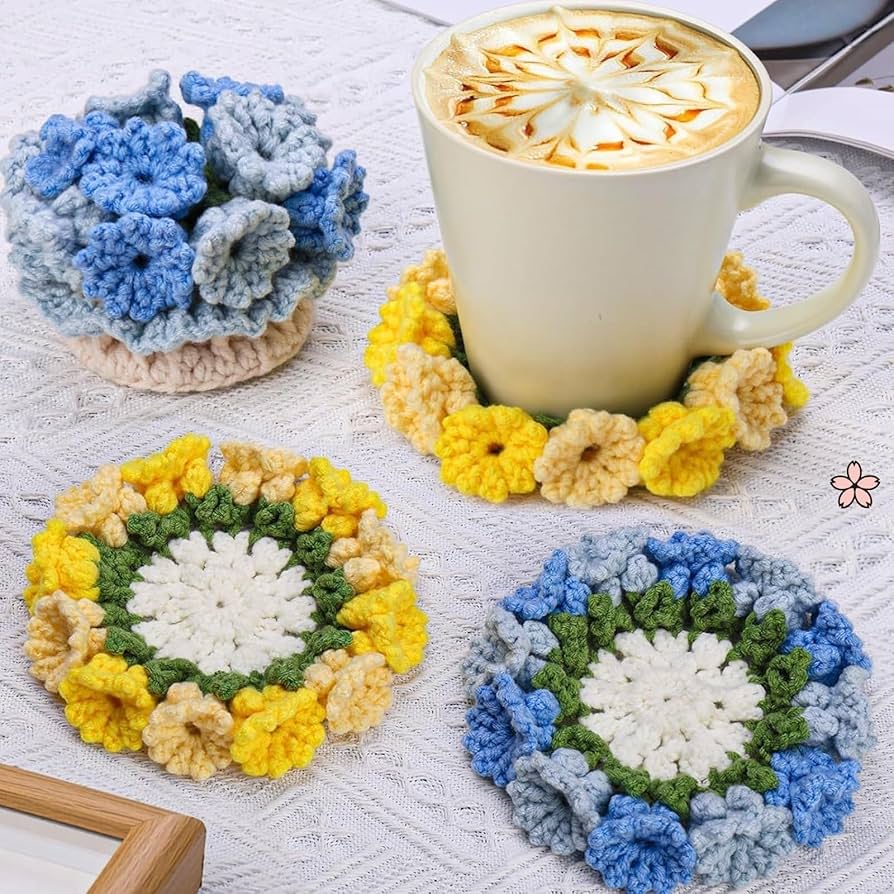 Amazon｜かぎ針編みのローズブーケコースター、DIY/完成品ローズブーケ