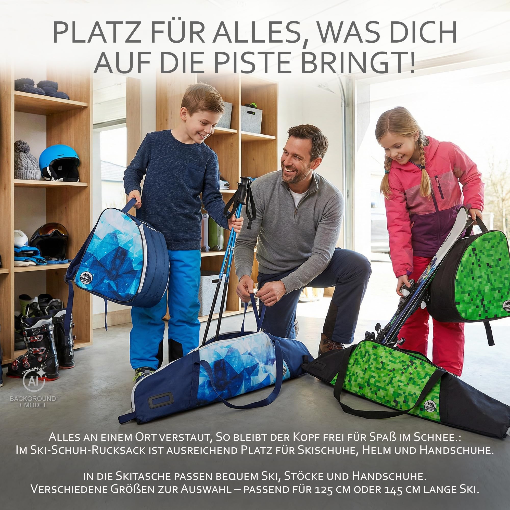 Ski Taschen Set für Kinder Skitasche & Skischuhtasche