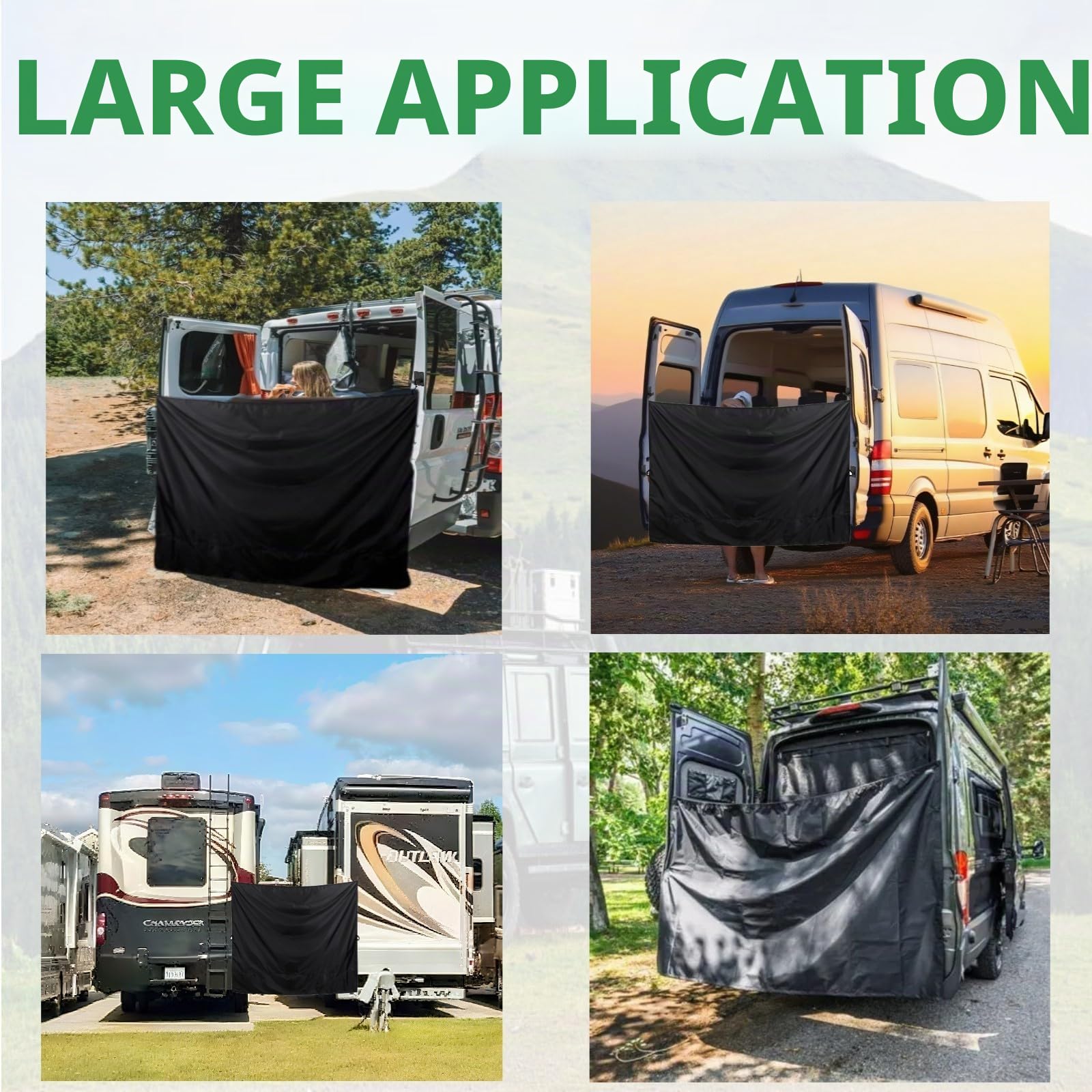 Rideau de Douche réglable pour Porte arrière, 220x145cm / 86x57 Pouces avec Crochet magnétique pour VW T5, T6, Sprinter, Ford, Transit, F-Iat, Ducato