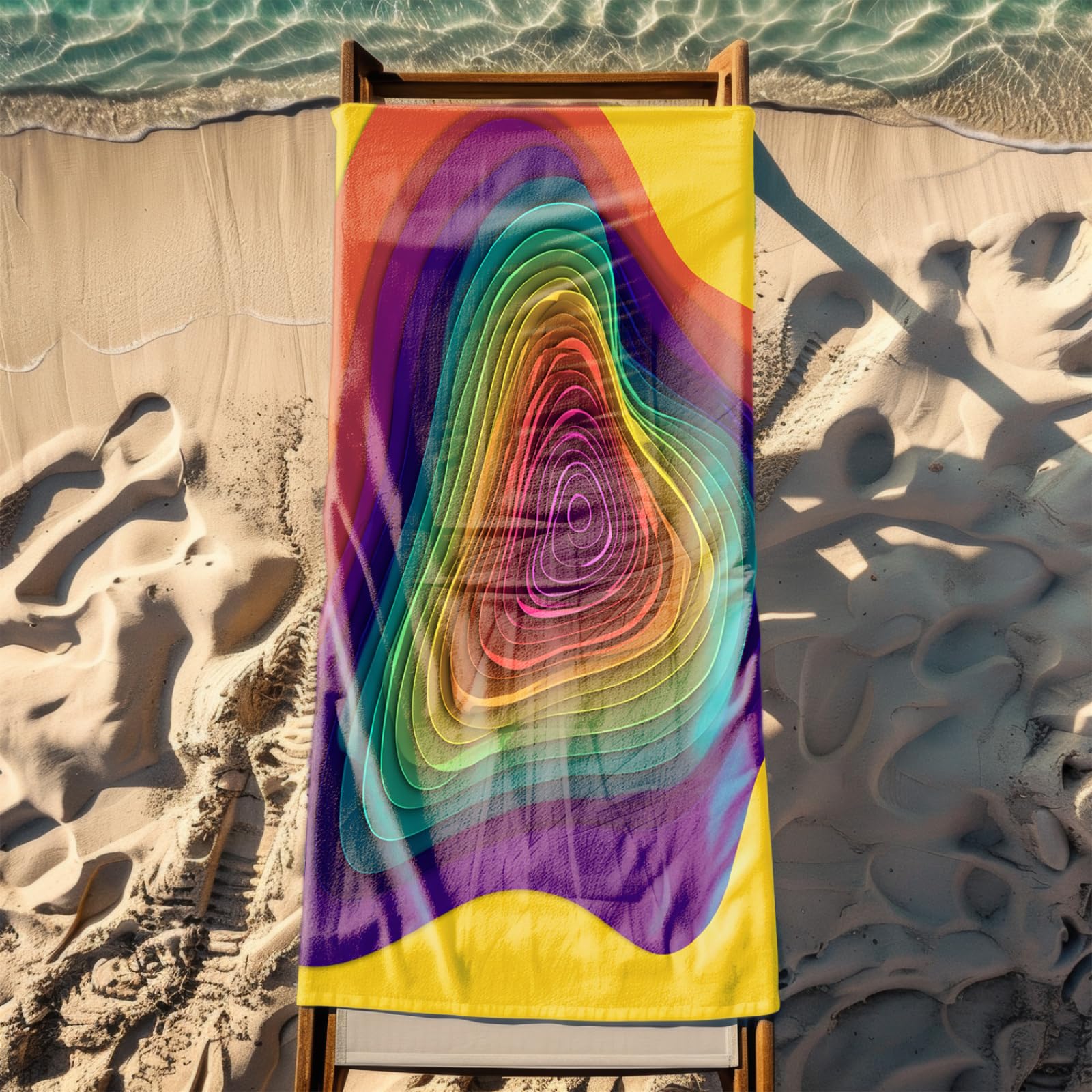 Generico Telo Mare Grande Giallo Viola Verde Modello | Microfibra Telo Mare Antisabbia Leggero Compatto Asciugatura Rapida Assorbente Per Piscina Bagno Lavabile Fino