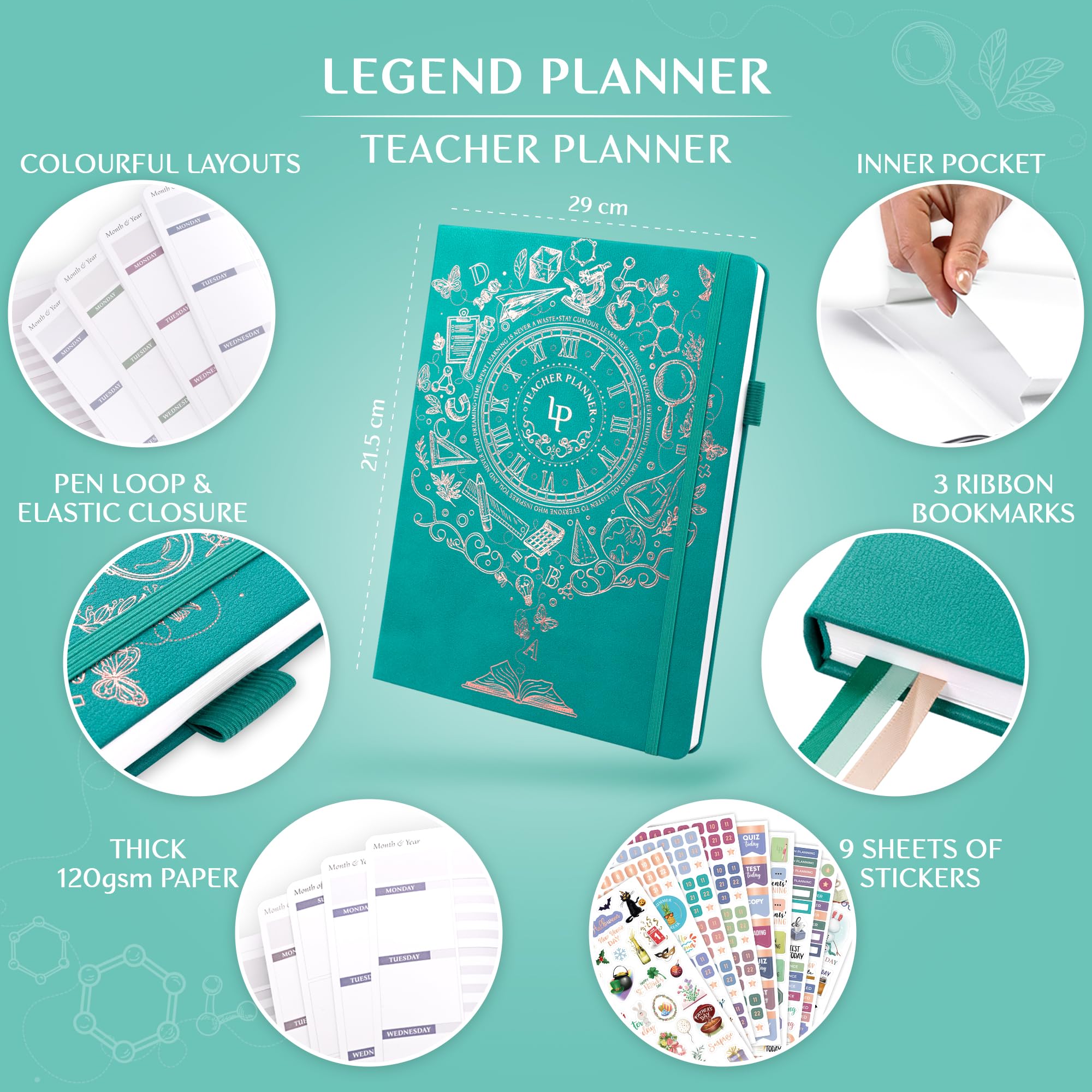 Legend Teacher Planner UK Edition, Undated Lesson Plan Book for Teachers with Weekly & Monthly Calendars - Image 2