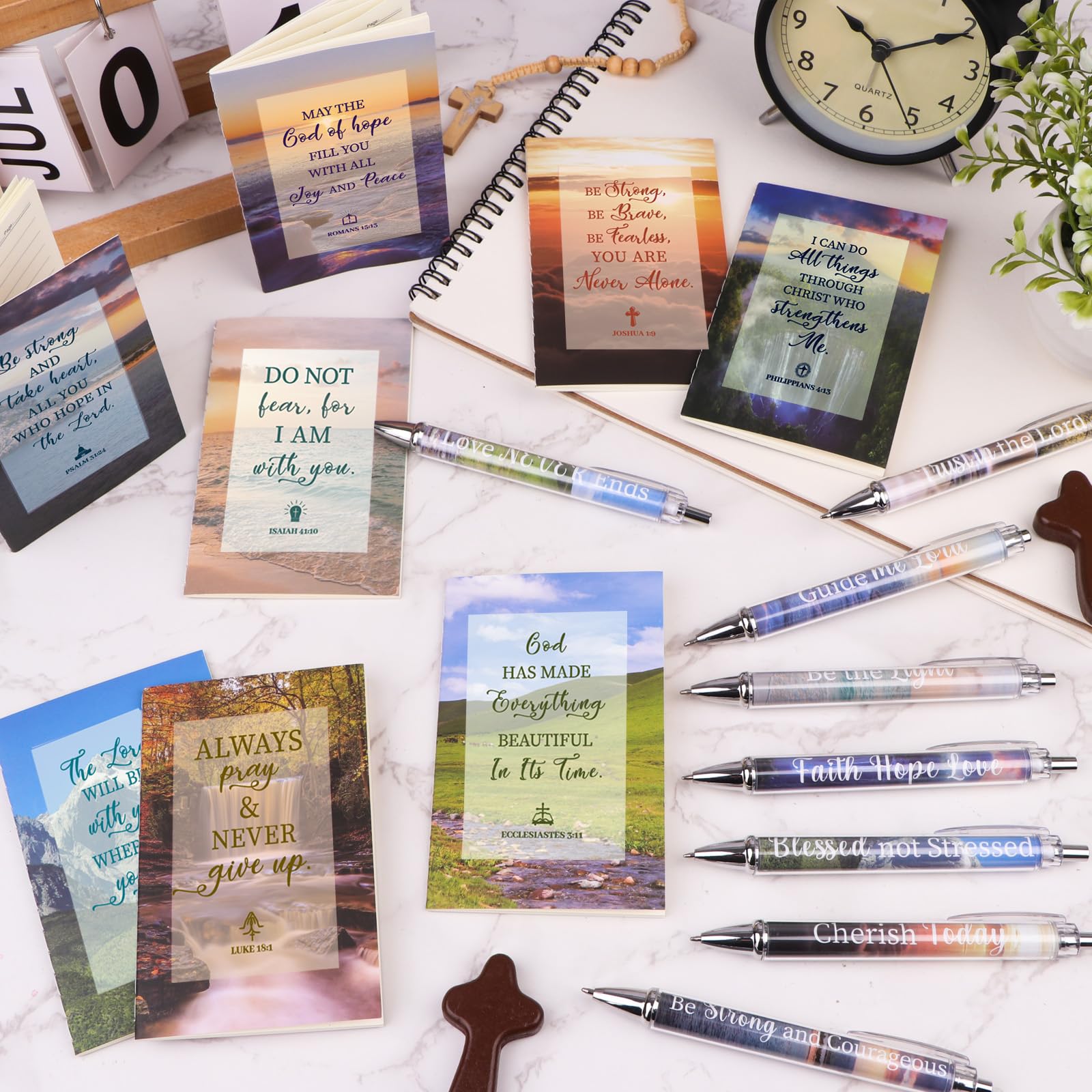YXSJAS 32Pack Bible Notebooks Christian Gifts Set Bulk Christian Scripture Inspirational Scripture Ballpoint Pens Motivational Christian Gifts for Teacher Friend Coworker Church Gifts - Image 4