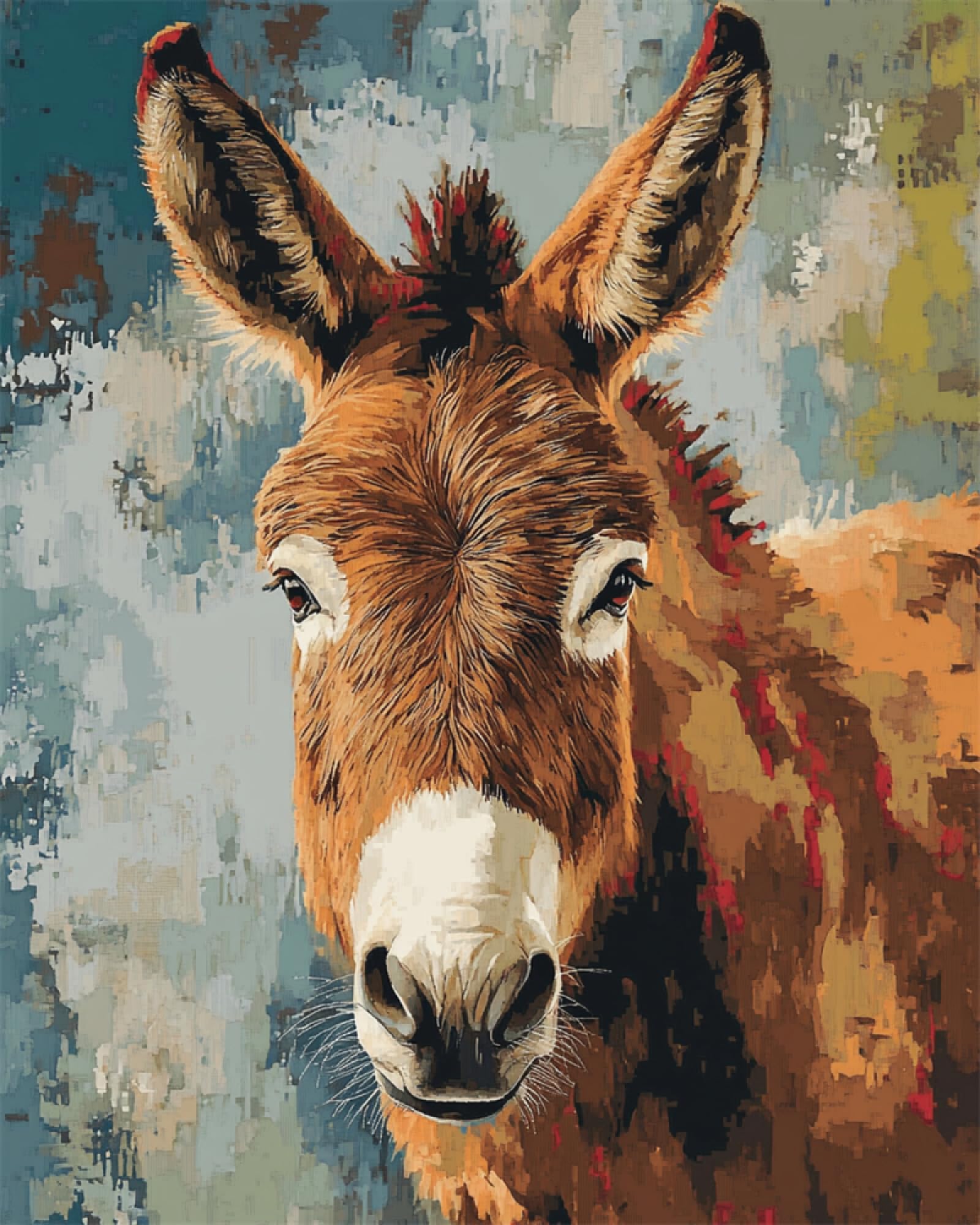 N.LANSHAN DIY Latchook Kit Donkey Animal Portrait Latch Hook Rug Kit for Beginners,Embroidery Set,3D Craft Kits Decoration 55x75cm