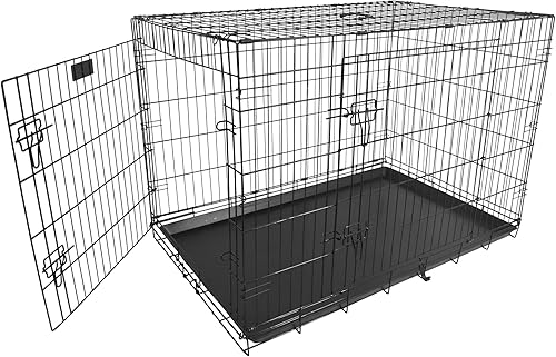 Vista 14 de Elevon Jaula plegable para perros de doble puerta con pista a prueba de fugas, 30 pulgadas
