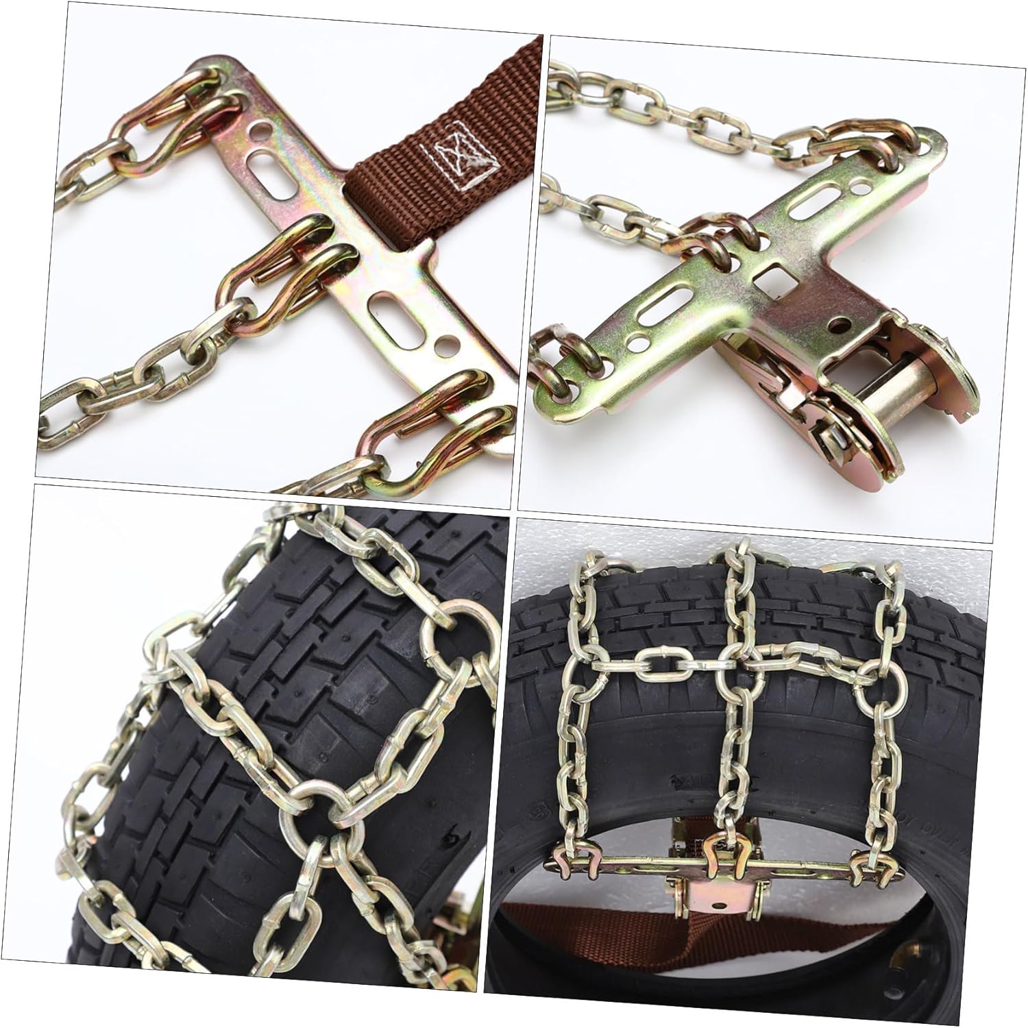 2pcs Anti-skid Car Tire Chains Snow Mud Sand Traction Device Emergency Vehicle Wheel Chains for Suvs Trucks Easy Installation Random Color