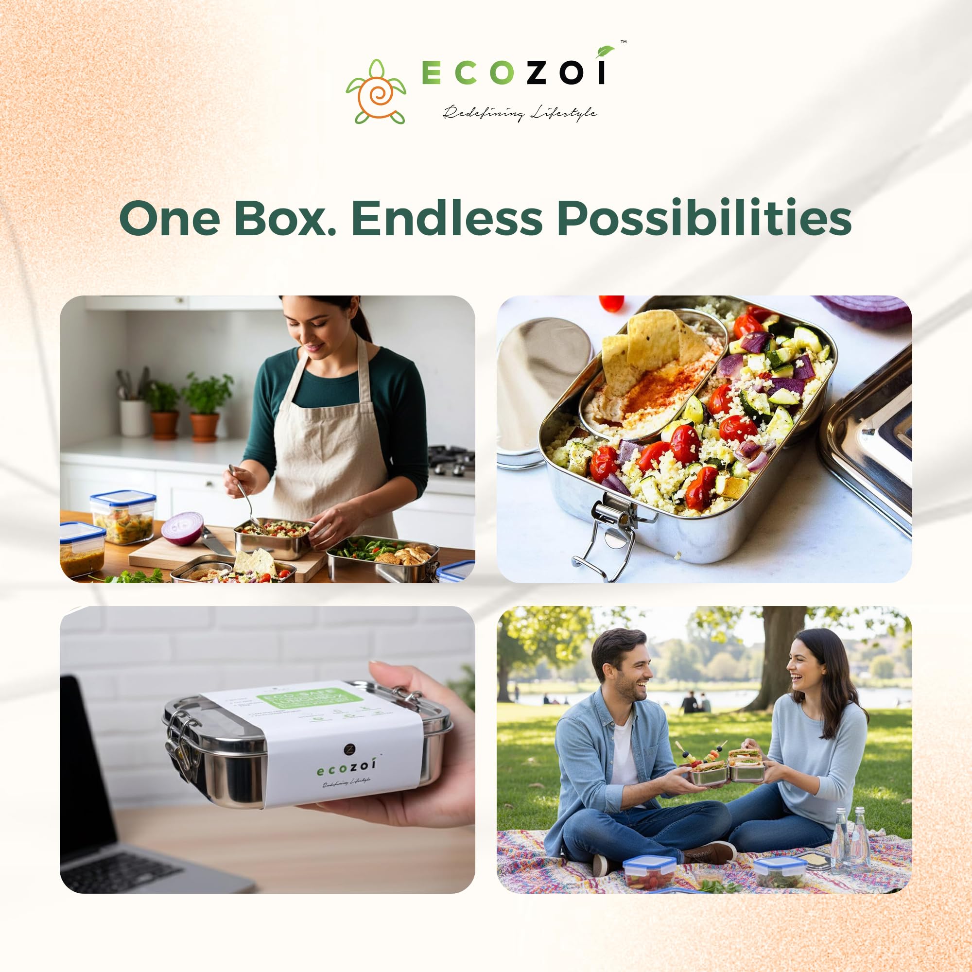Ecozoi Stainless Steel Lunch Box - Leak Proof & BPA Free -10