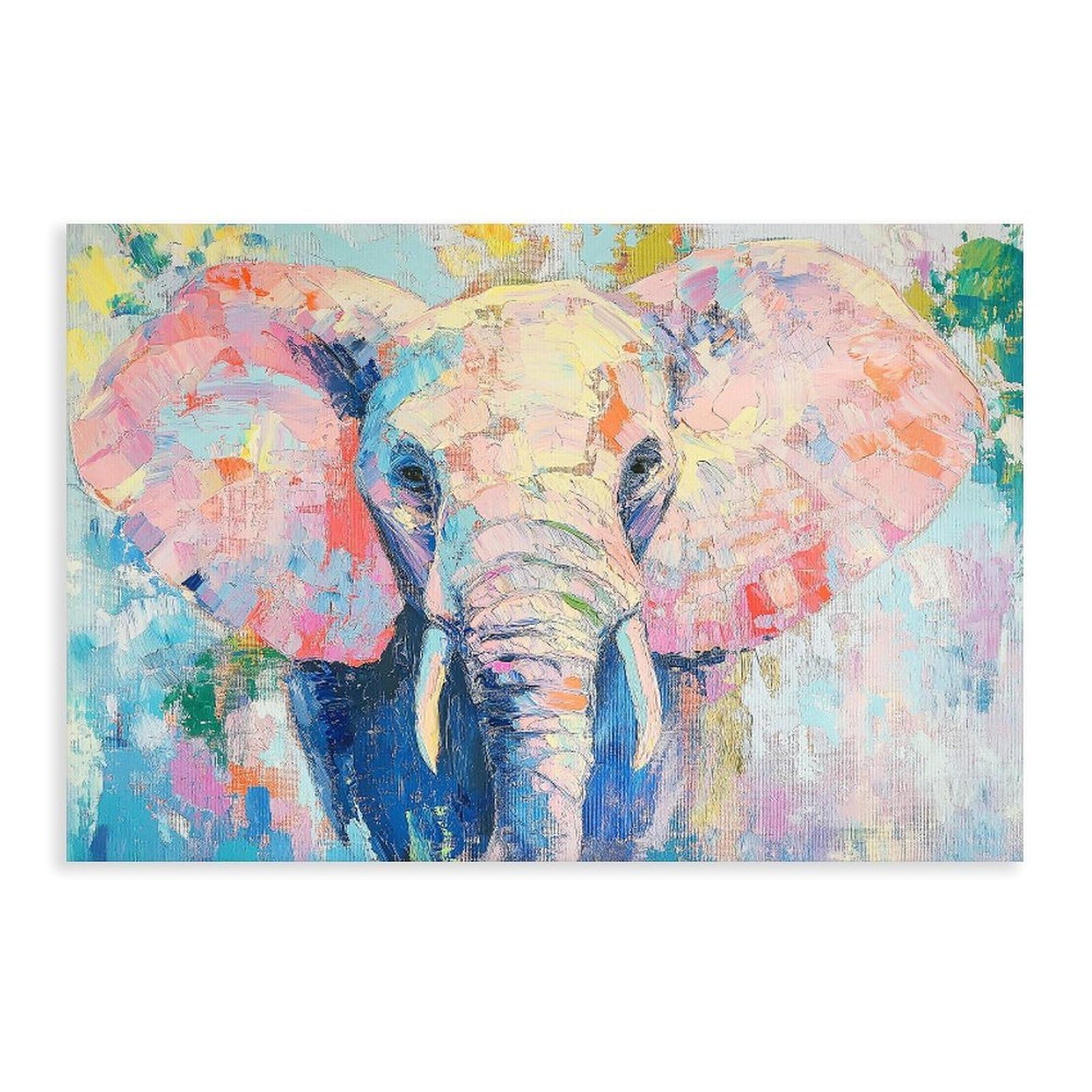 Bareronor Watercolour Elephant Poster Canvas Poster Bedroom Decor Landscape Office Room Decor Gift 24" L X 36" W