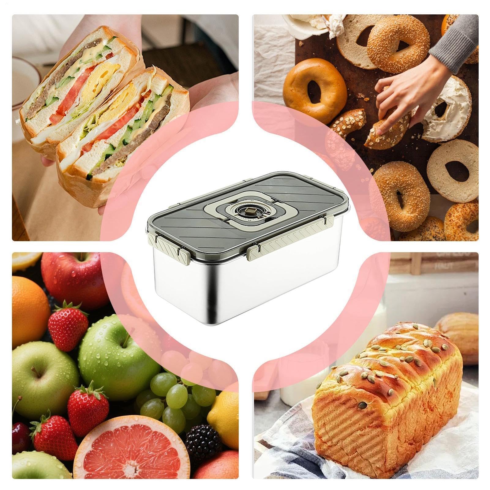 Chlebak Ze Stali Nierdzewnej Szczelny Pojemnik Ze Stali Nierdzewnej Z | Przechowywanie domowego pieczywa Do Przechowywania Bułek, Bajgli, Chleba Oraz Pieczywa W Domu Na Blacie