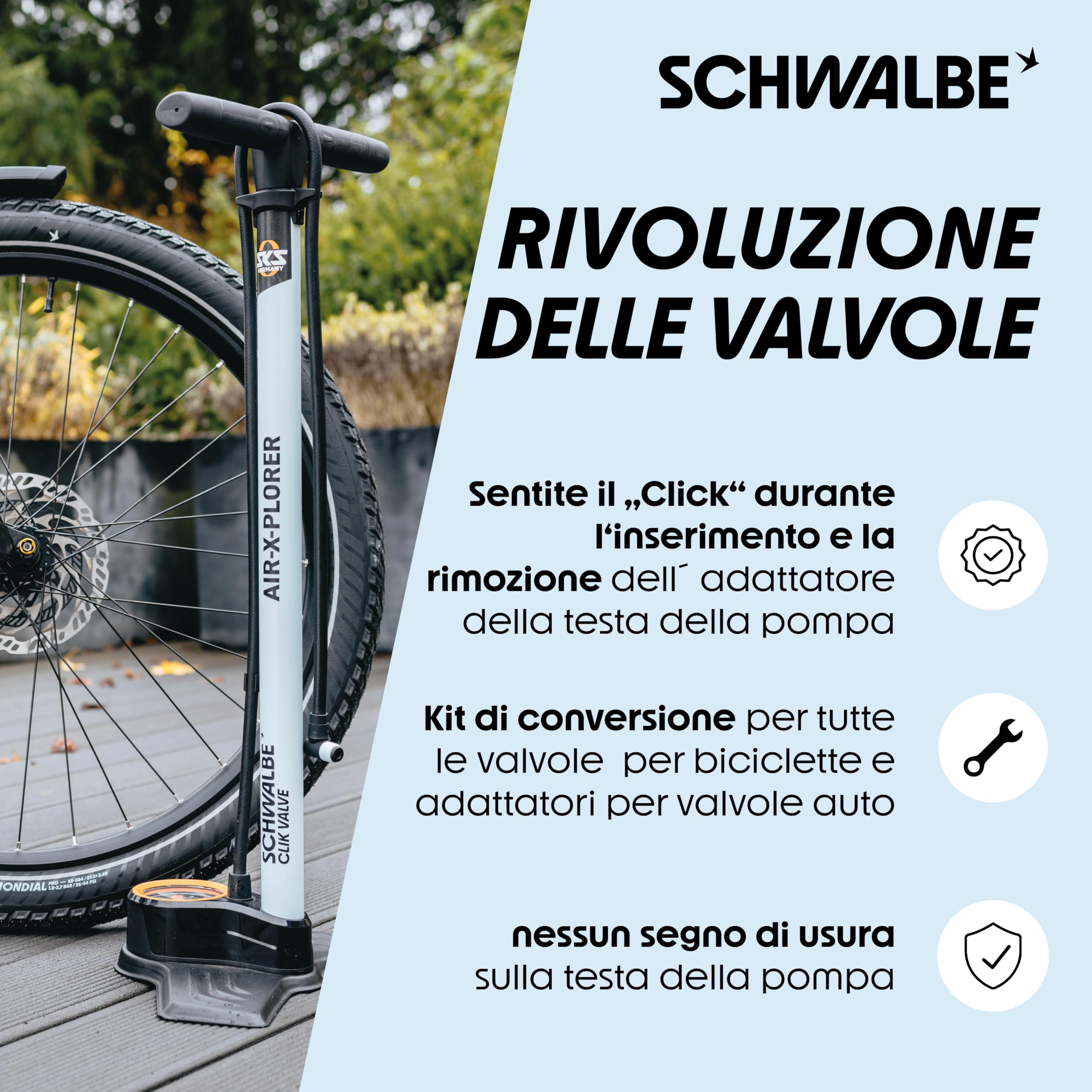 Schwalbe Clik Valve Conversion Set – Kit di conversione per valvole pneumatici