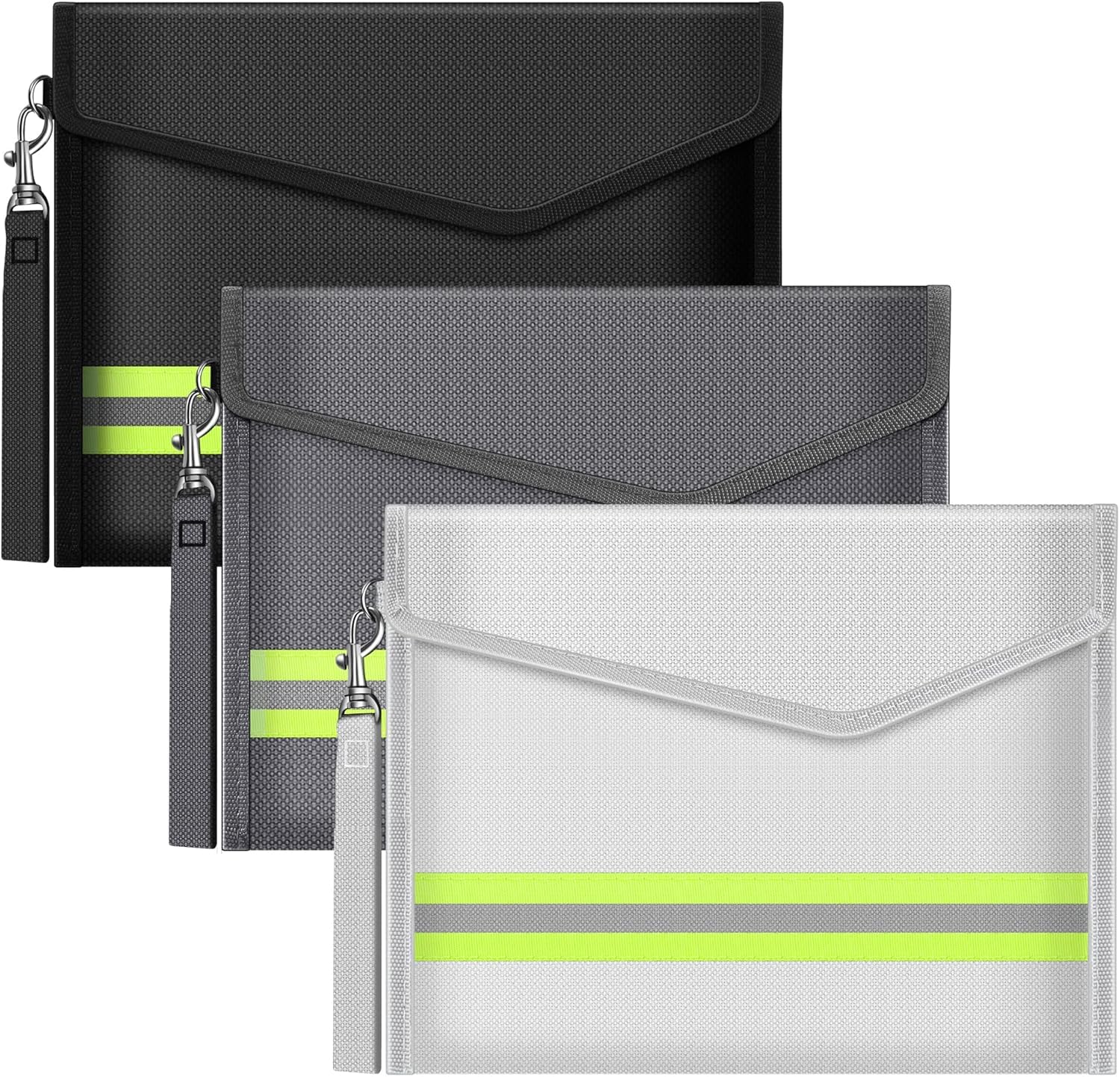 Borsa per documenti ignifuga impermeabile e ignifuga 20 x 14 cm，3 pezzi Sacchetto Antincendio Impermeabile, per documenti, denaro, passaporto, file bancari e contanti