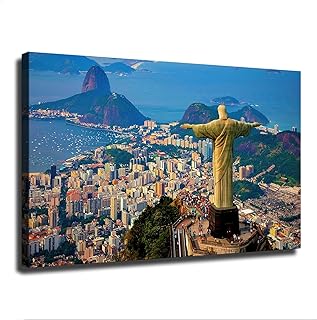 Brazil Christ Statue Landscape Poster Holiday Gift HD Picture Modern Canvas Aesthetics Mural Wall Art Decoration (08×12inch-Unframed)