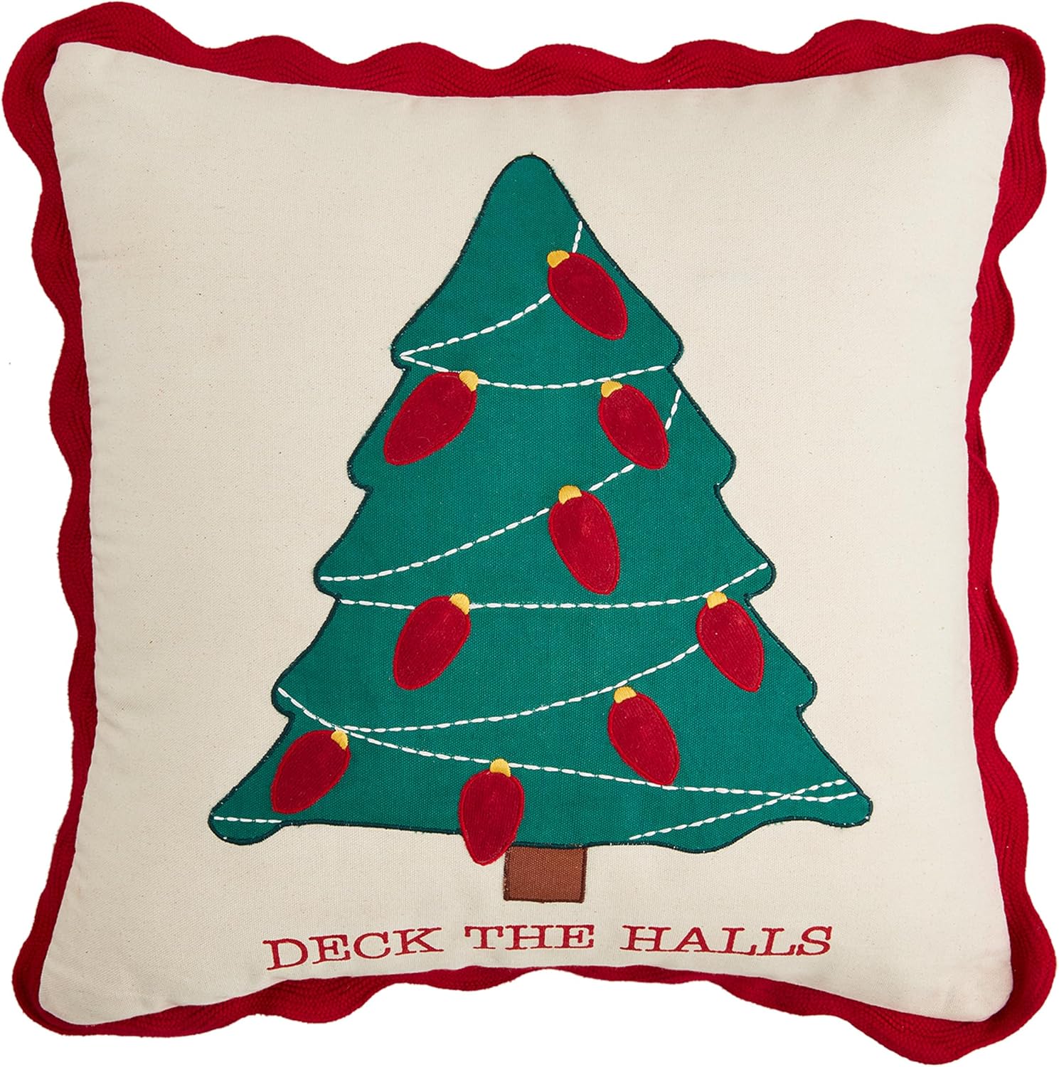 Mud Pie Tree Light Up Christmas Pillow, 18" x 18", TAN