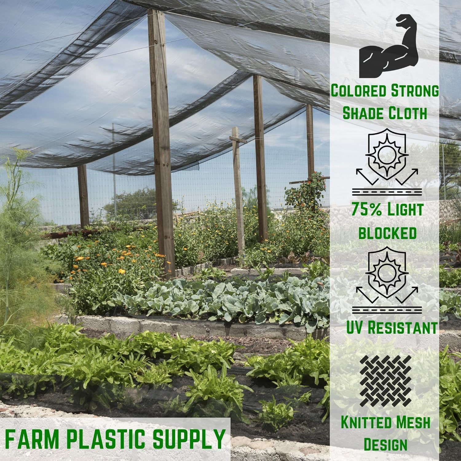 Farm Plastic Supply - Gray Shade Cloth - 75% - Mesh Fabric for Fence Privacy Screen, Garden Shade, Shade Cloth, Mesh Fence Screening, Shade Cloth Rolls, Wind Screen, Gray Shade Cloth (6' x 10')