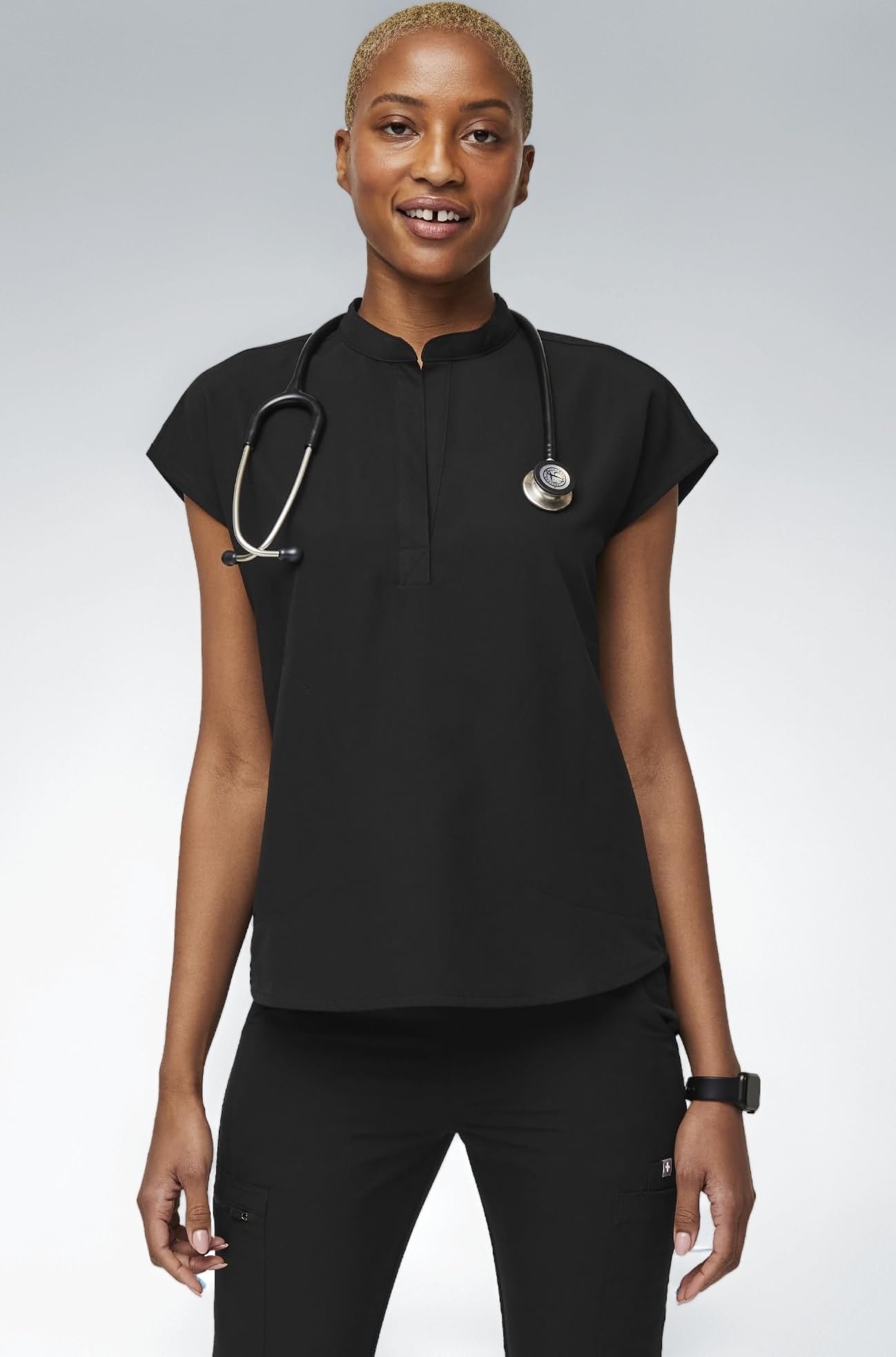 FIGS Rafaela Two-Pocket Mandarin Collar Medical Scrub Top Women โ Relaxed Fit, Super Soft Stretch