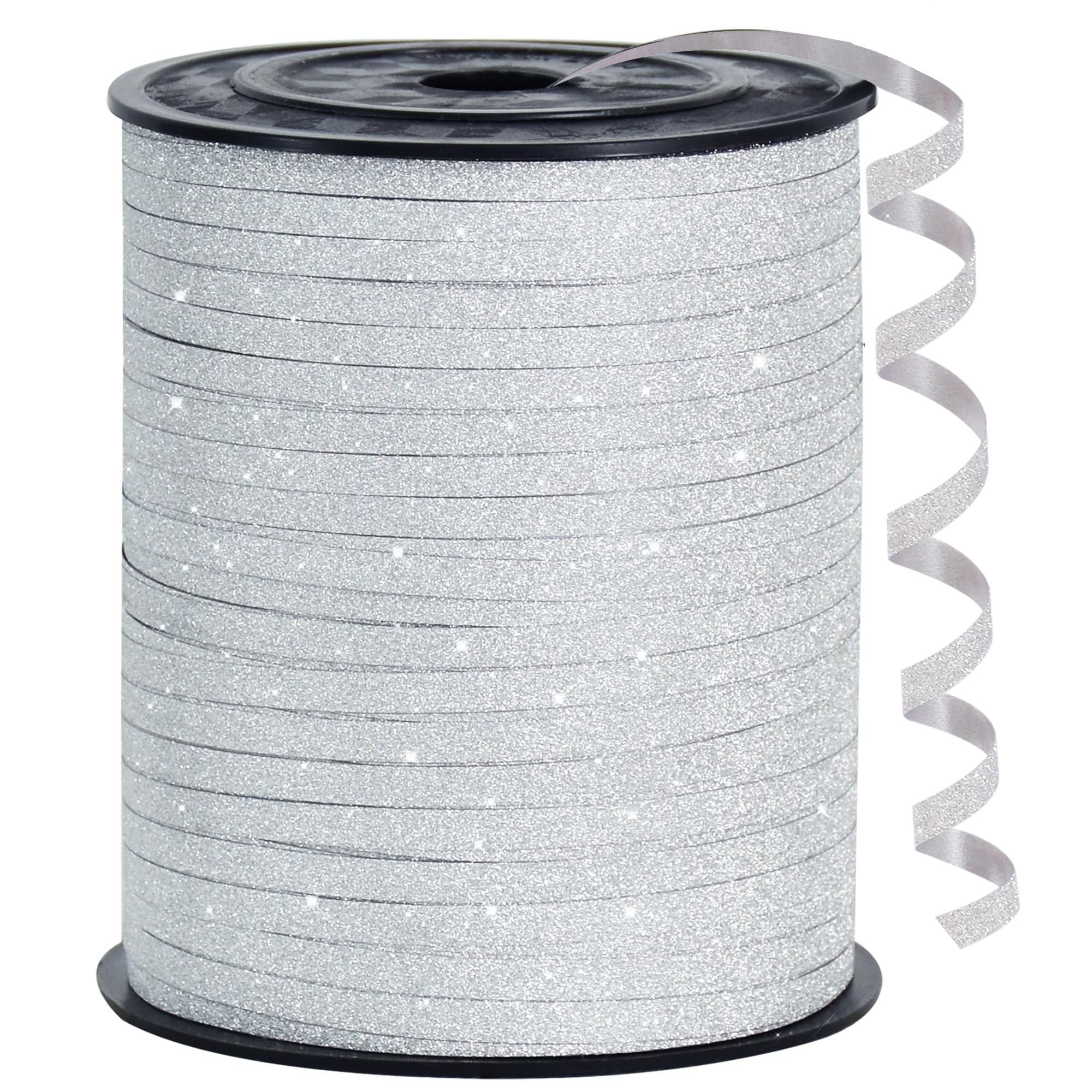 BEISHIDA 500 Yards White Glitter Ribbon Curling Crimped, Glitter Ribbon Balloon String Shiny for Gift Wrapping Ribbon for Birthday Party Festival Art Craft Decor Florist Flowers Decoration