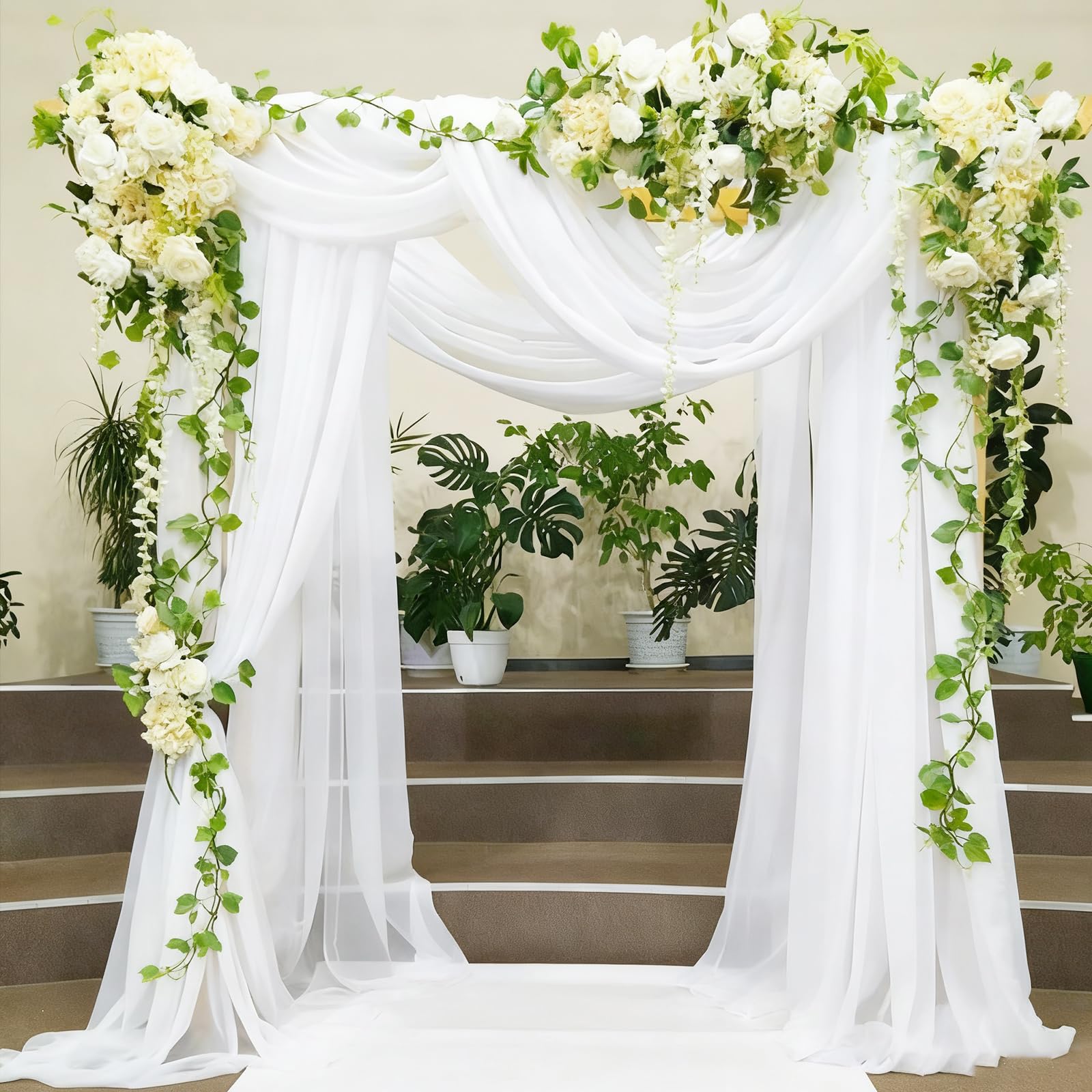 Alaoo White Tulle Fabrics, 130CMx550CM White Mesh Netting Fabric, Wedding Decoration Mesh for Present Wrapping DIY Sewing Crafts Wedding Party Decorations — image 1