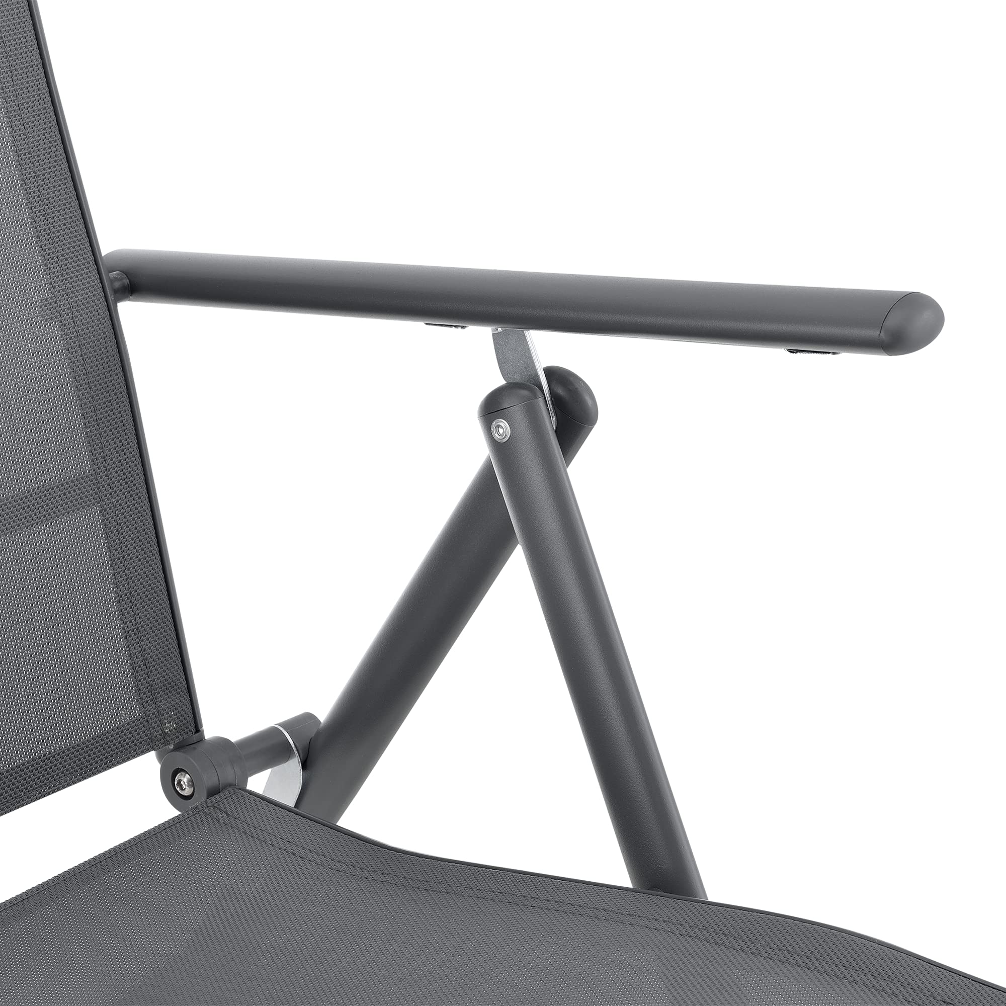 [en.casa] Lot de 2 Chaises de Jardin Fauteuil d'Extérieur Solide Design avec Accoudoirs et Dossier Inclinable Ensemble Résistant aux Intempéries Pliable Balcon Terasse Acier Polyester Gris Foncé