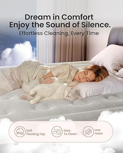 Miniatura 2 de OhGeni Colchón de aire Queen con bomba integrada, colchón inflable inflable para invitados, colchones de aire portátiles con bolsa de transporte,