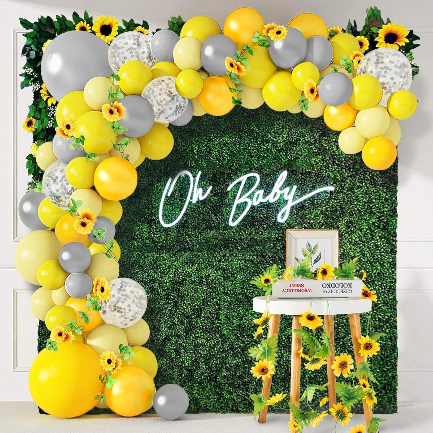 Teselife Lemon Yellow Balloons Garland Arch Kit, 128Pcs Sunflower