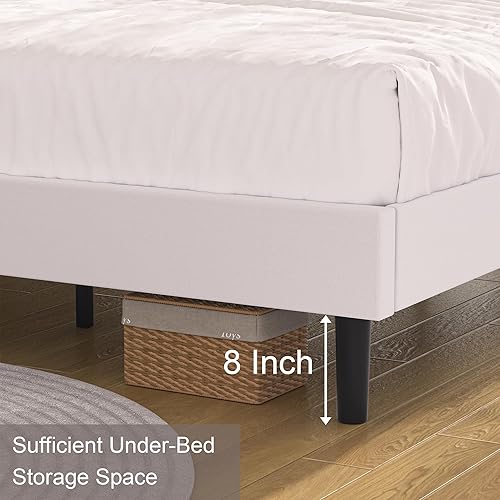 Miniatura 8 de VECELO Base de cama de tamaño matrimonial con cabecera ajustable, base de cama tapizada con botones y soporte de listones de madera, no necesita
