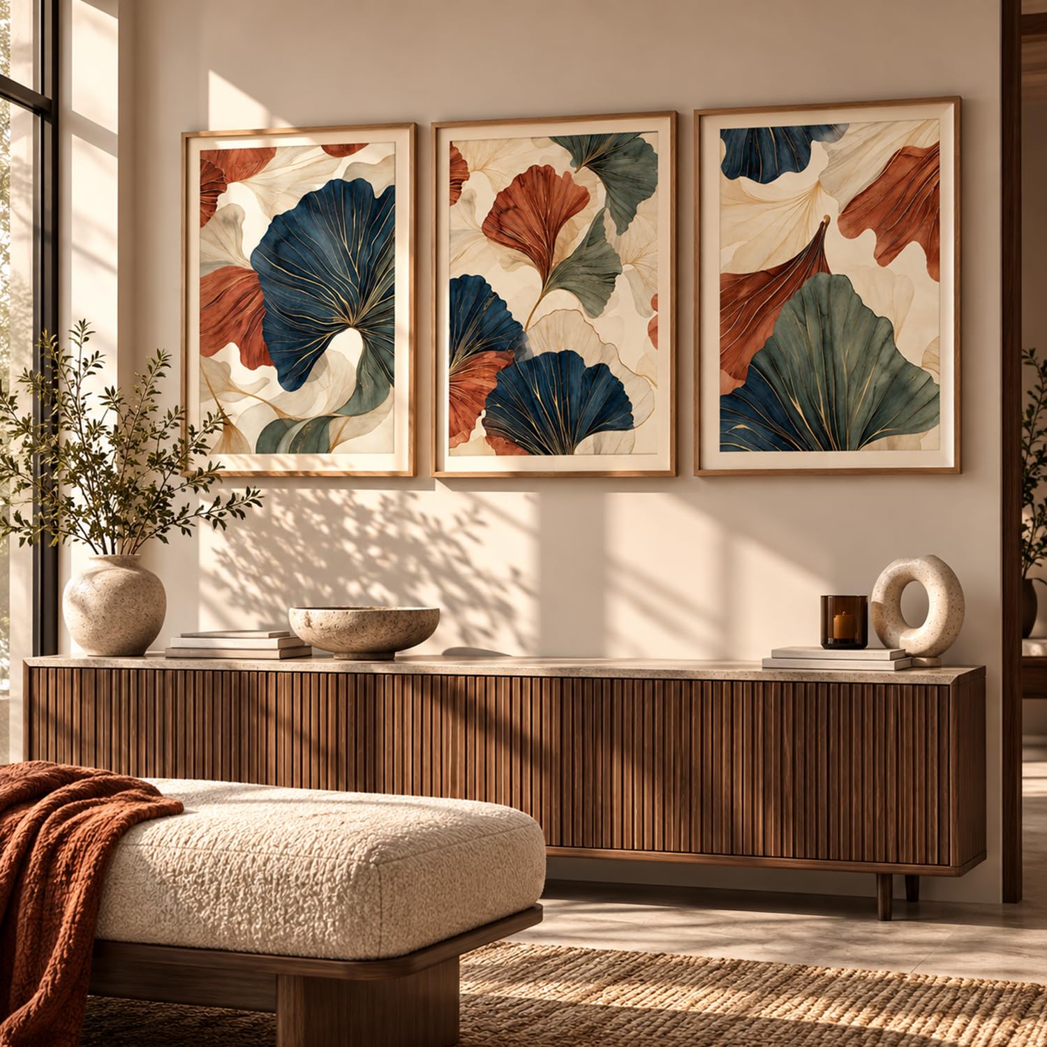 Bohemian Wall Art Set - Floral Prints with Frame -19 Bohemian Wall Art Set - Floral Prints with Frame -19