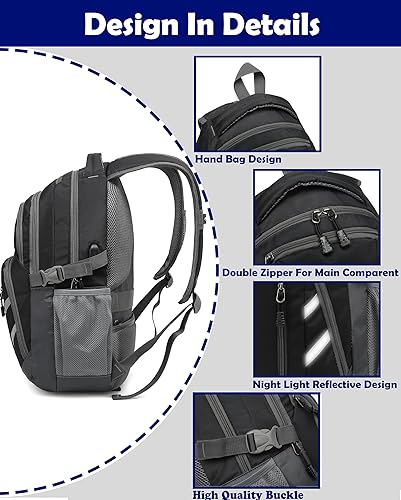Miniatura 3 de ProEtrade Mochila para viajes de laptop universitaria, compatible con laptop de hasta 15.6 pulgadas con puerto de carga USB, múltiples