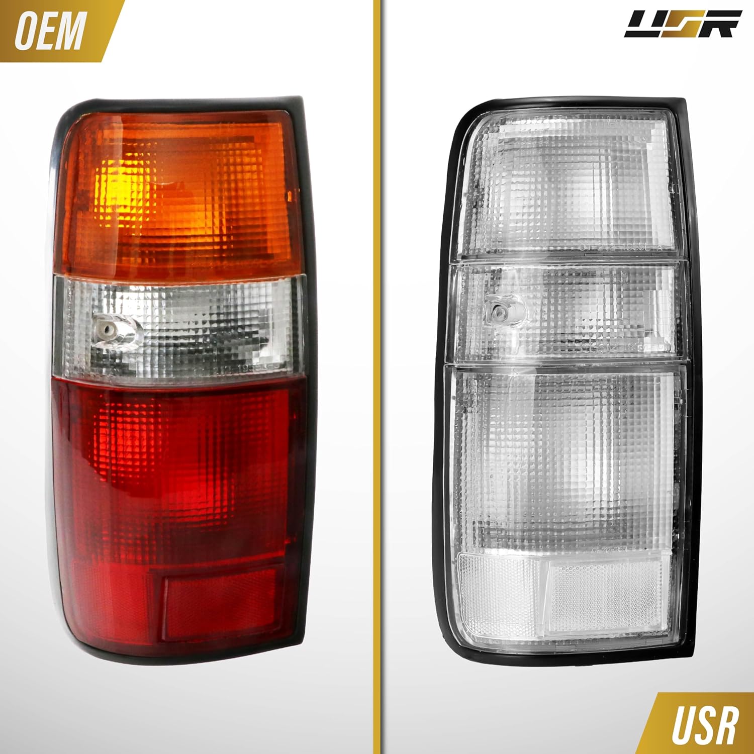 USR UNIQUE STYLE RACING 91-97 FJ80 / FJ82 Tail Light – Rear Tail Lamps Set (Left + Right) Compatible with 1991-1997 Toyota Land Cruiser SUV All Models / 96-97 Lexus LX450 (CLEAR LENS with COLOR BULBS)
