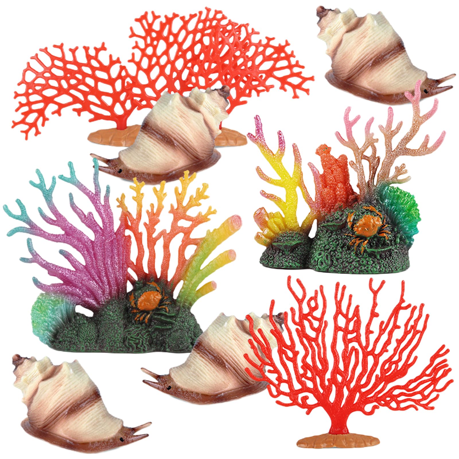 AENIMELY Sea Animal Figurines – Realistic Sea Life Models with Seashells, Coral – Cognitive Learning Toys and Ocean Beach Decorations for Kids