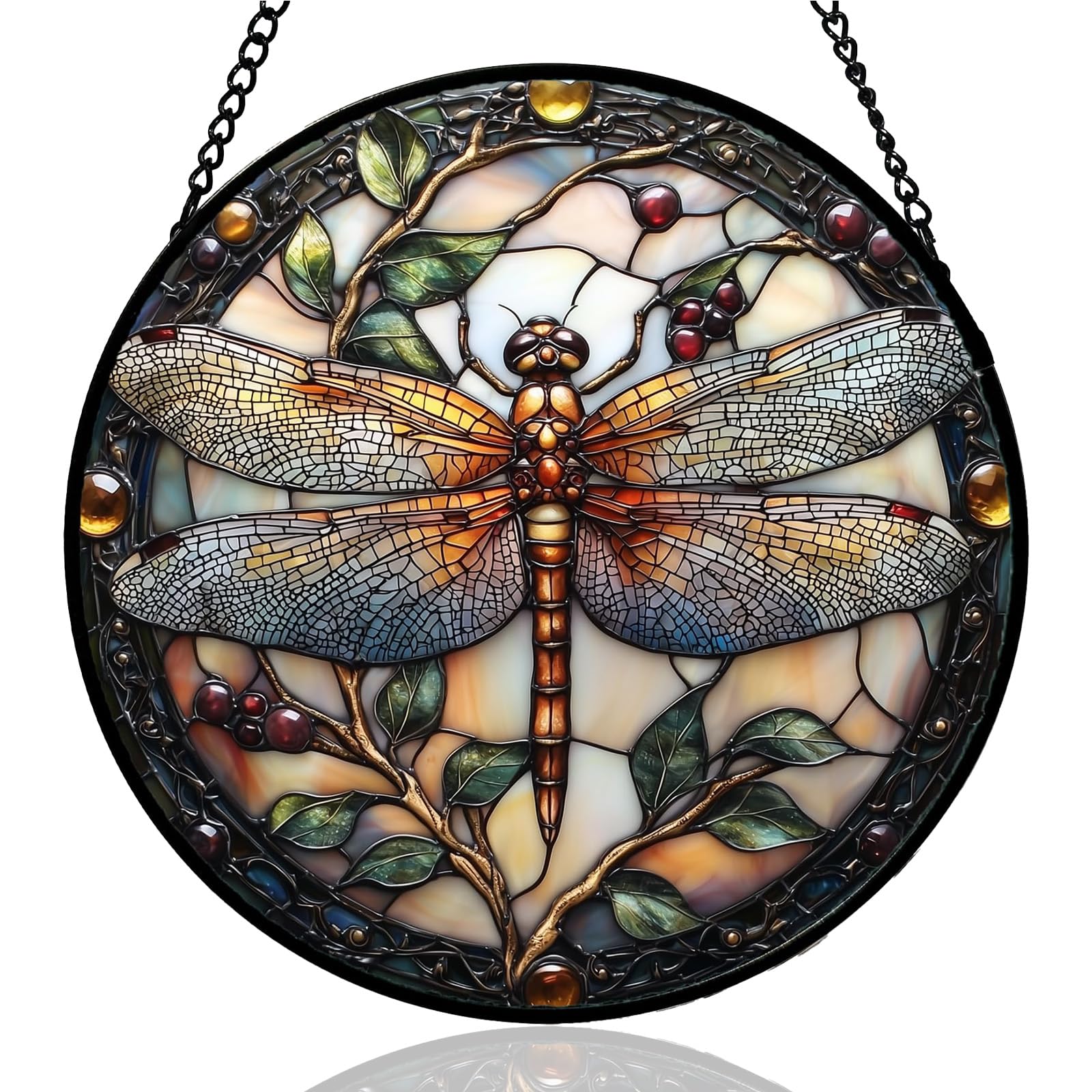 Dragonfly Suncatcher Dragonfly Gifts Acrylic Stained Glass Effect Sun Catcher 2D Flat Hand Painted Window Hanging Ornament, Vibrant Sun Catchers for Windows Garden Patio Balcony Home Decor