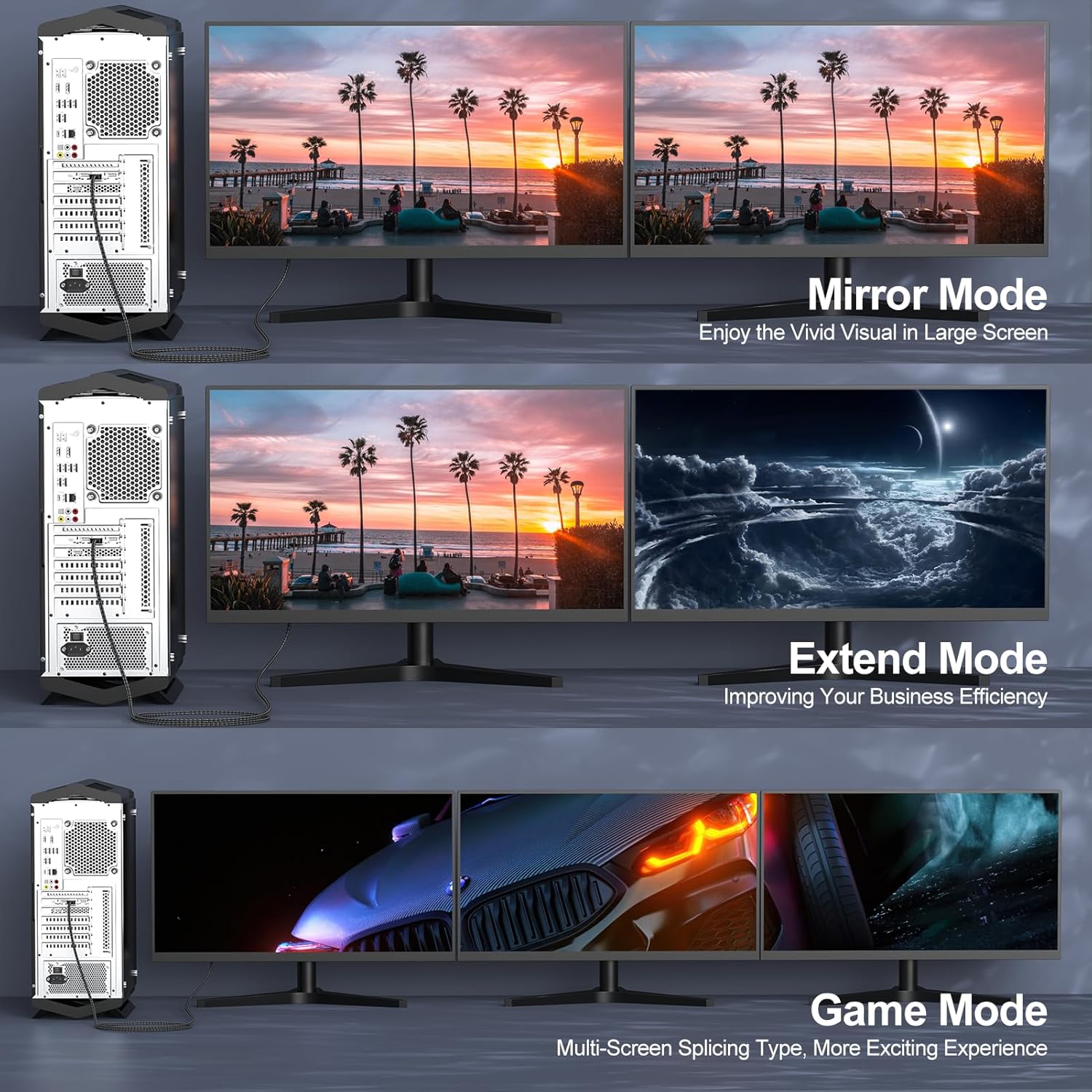 4K DP Cable & 8K DP 1.4 Cable 10FT 2-Pack Bundle - Dual Performance for Gaming (4K@144Hz/2K@165Hz & 8K@60Hz/4K@240Hz), 21.6Gbps & 32.4Gbps, Compatible with Monitor/Graphics Card